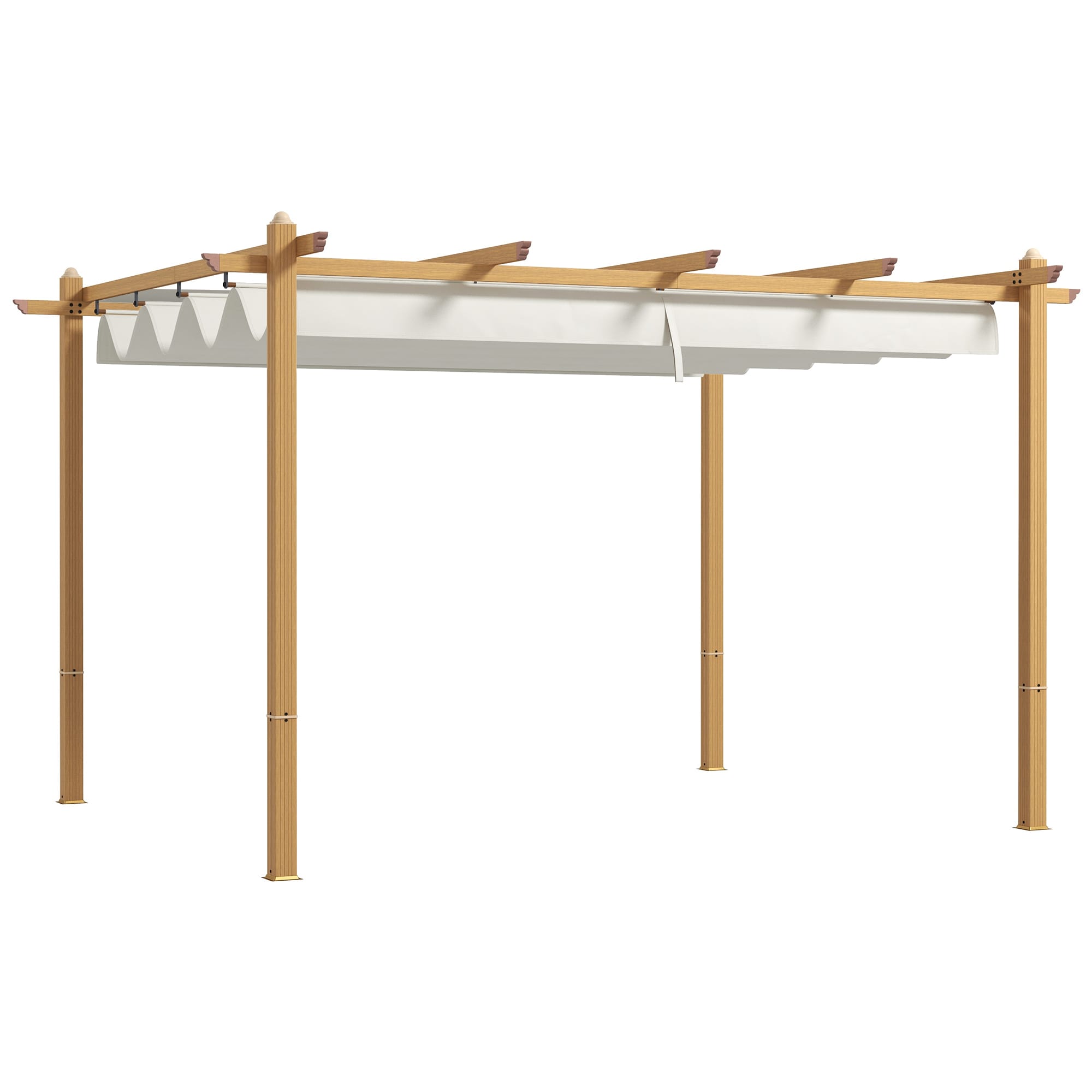 Kahomvis AOS-QP109-089 10 x 12ft Retractable Pergola Canopy 10-ft W x 12-ft L x 7-ft 3-in H White Metal Freestanding Pergola with Canopy