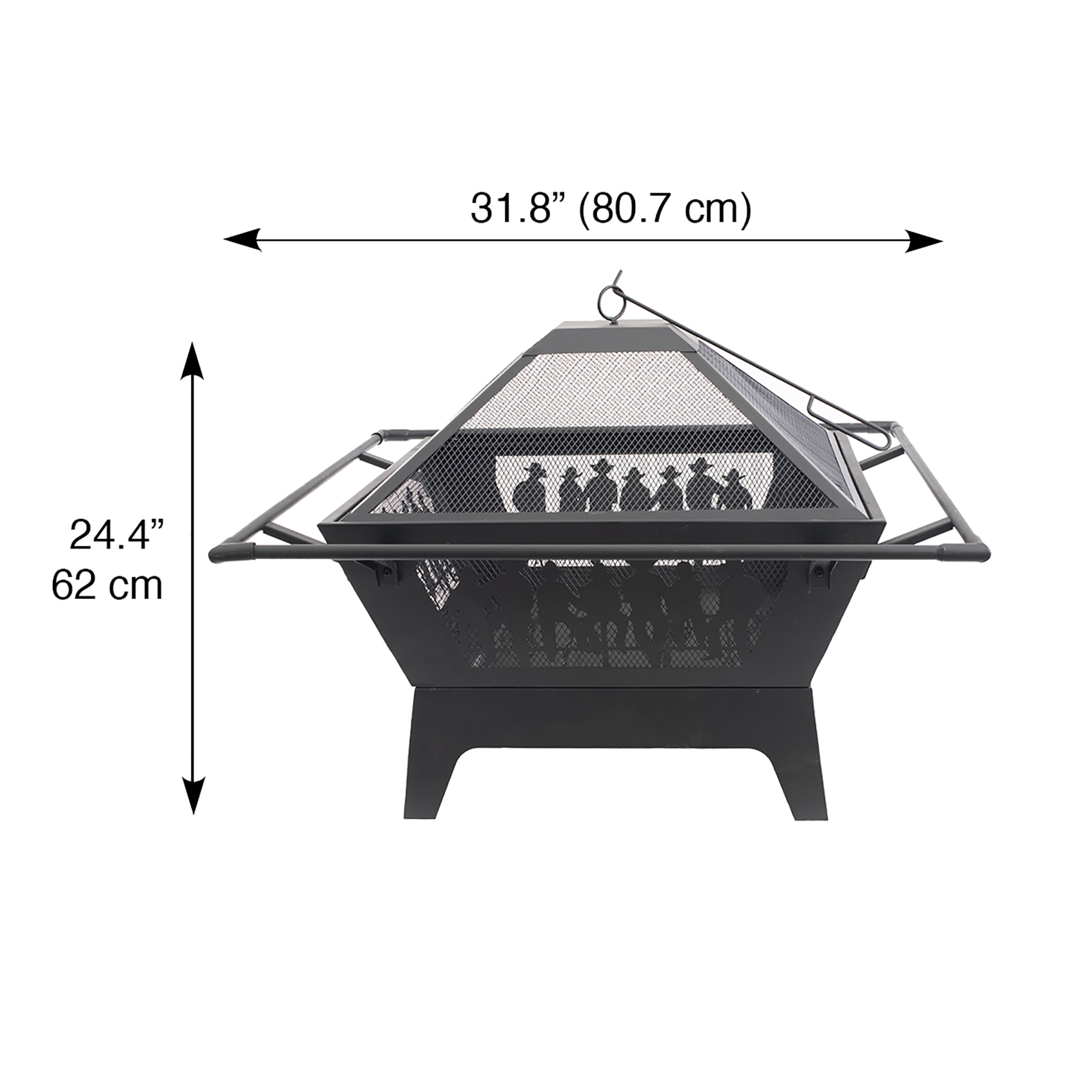 Blue Sky 31'' Black Steel Square Wood Fire Pit