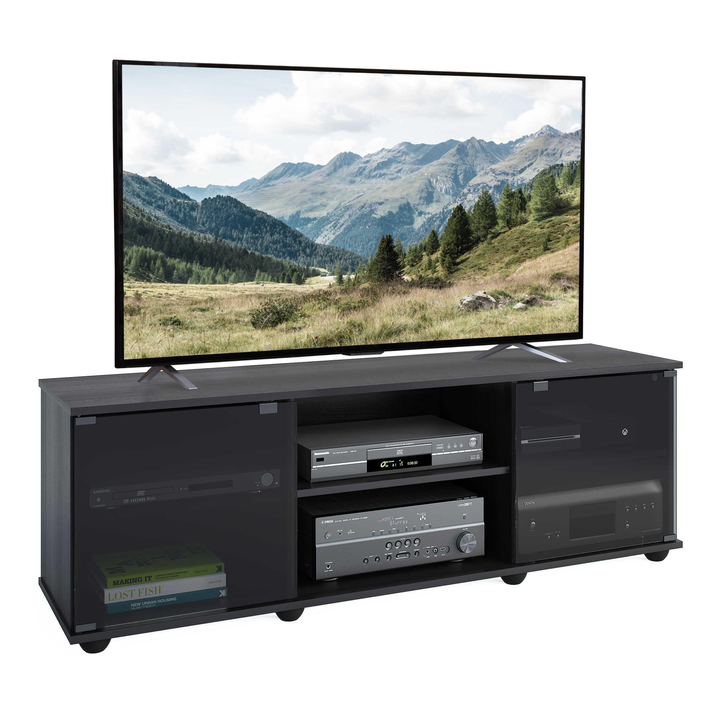 CorLiving Fiji Modern/Contemporary Ravenwood Black TV stand ( Accommodates TVs more than 70-in ) #FB-2600