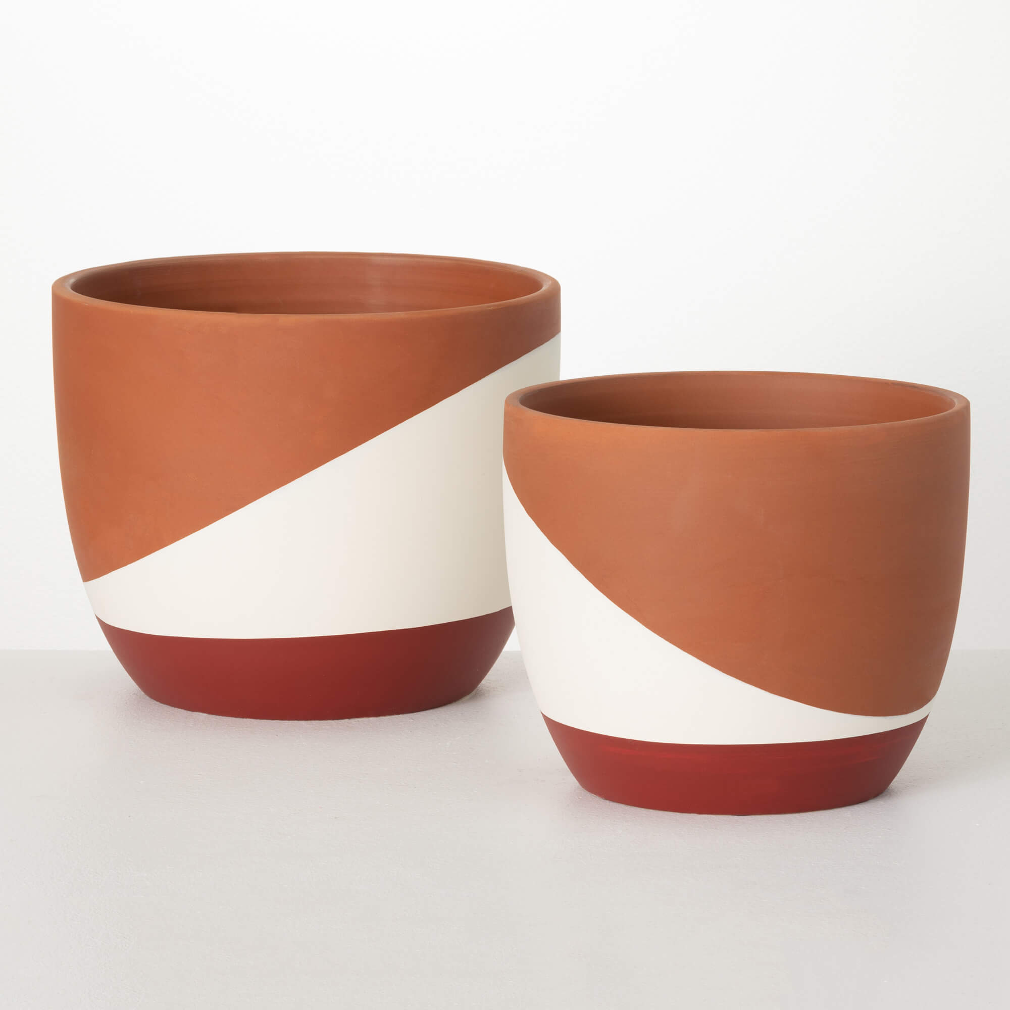 Sullivans N3036 2-Pack Round 14-in W x 11.5-in H Multiple Colors/Finishes Clay Indoor Planter