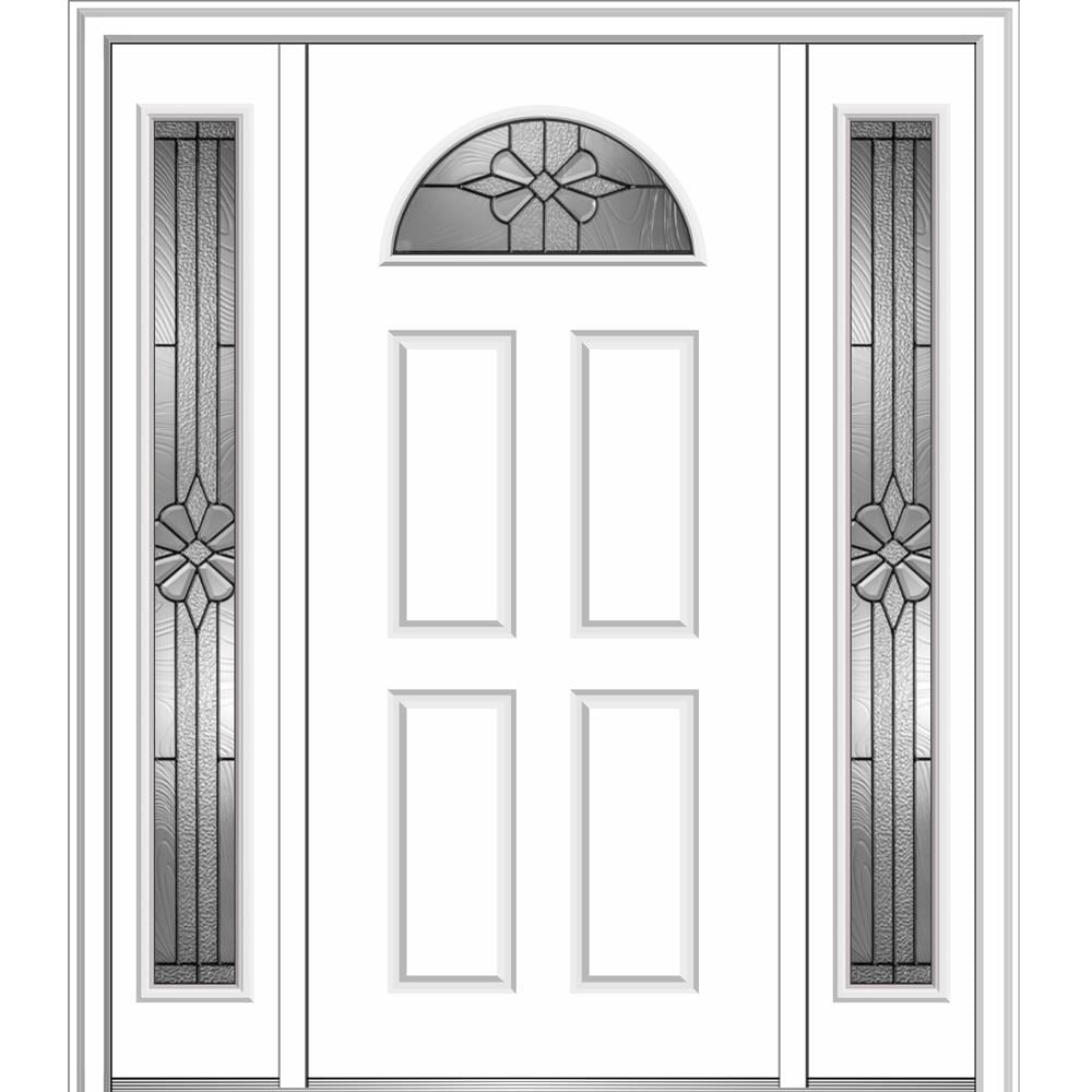 MMI DOOR Z021454L 64-in x 80-in Steel 1/4 Lite Left-Hand Inswing Primed Front Door with Brickmould Insulating Core