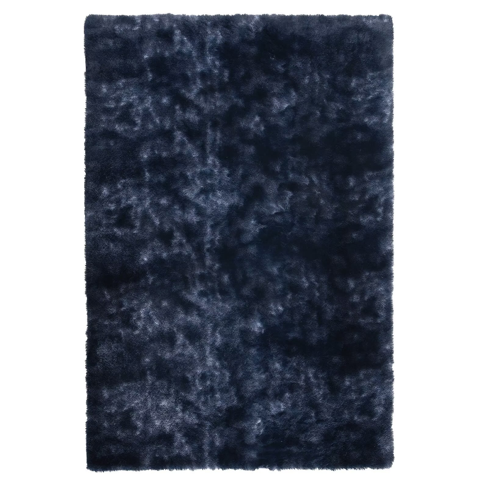 Qeetex SUNNY-PHO-0PW2KPNW 6 x 9 ft Polyester Tie-dye Navy Rectangular Indoor Solid Modern Fluffy Soft Non Slip Area Rug