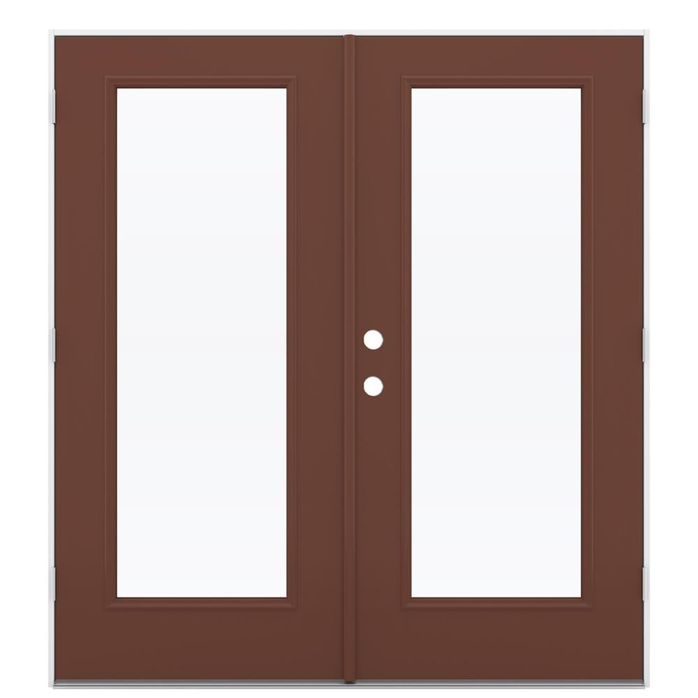 JELD-WEN LOWOLJW205900088 French 72-in x 80-in x 4-9/16-in Jamb Low-e Fox Tail Steel French Left-Hand Outswing Double Patio Door
