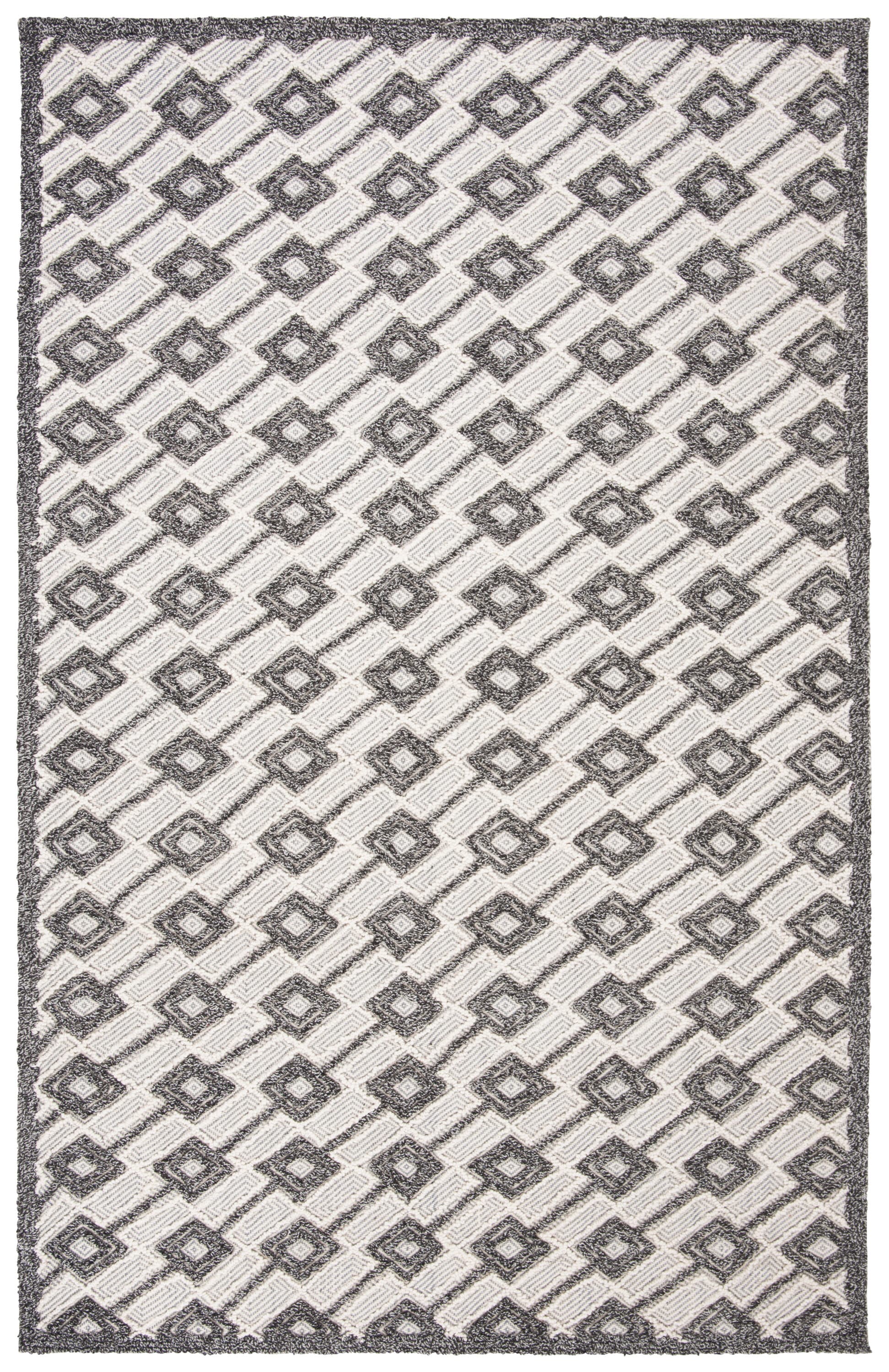 Handmade Gray and Beige Wool-Viscose 4' x 6' Tufted Rug