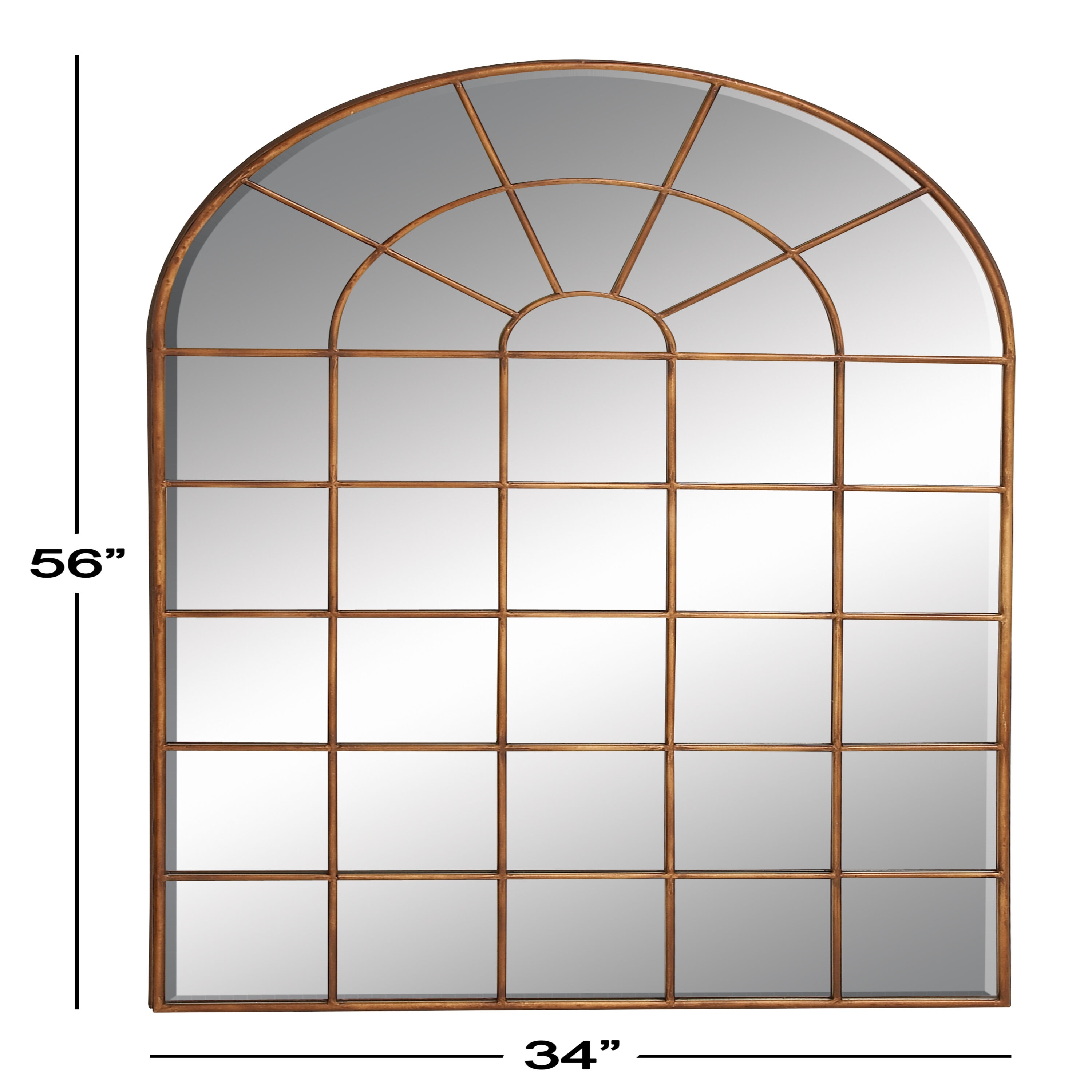 Bronze Arch Windowpane Full Length Wall Mirror