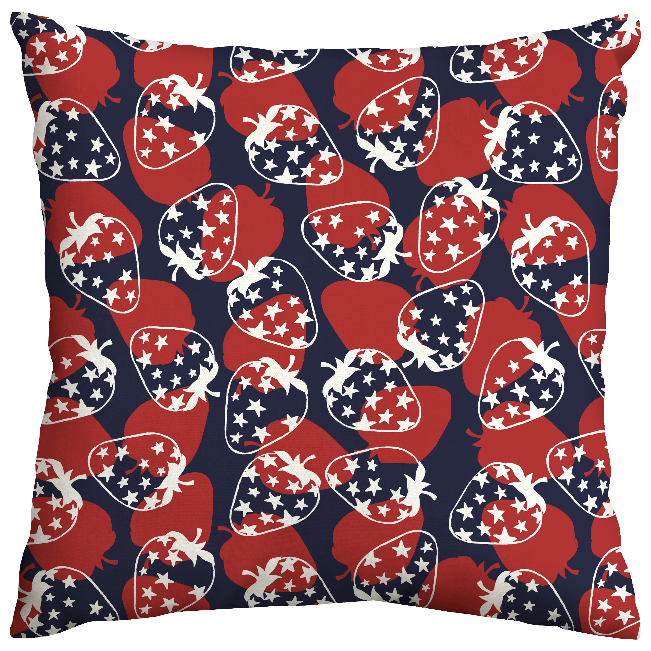  HQ22664B-9C5 Graphic Print Strawberries Square Patriotic Throw Pillow