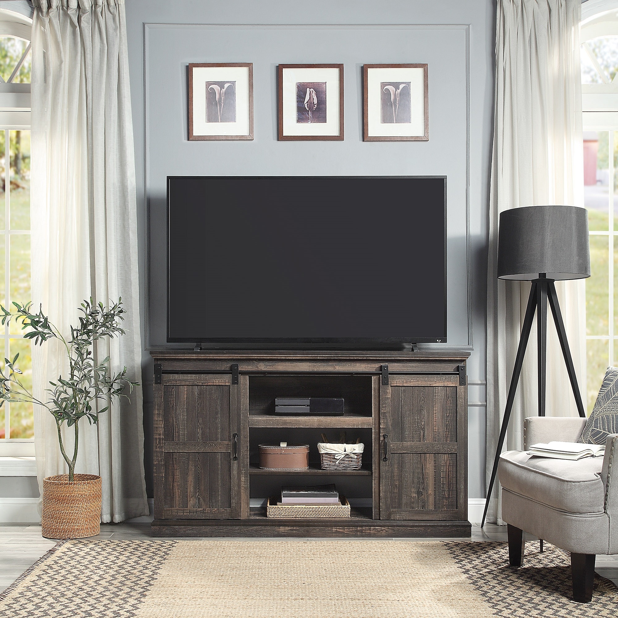 Manhattan Comfort TVFP2-BR Heavy Brown TV stand ( Accommodates TVs up to 55-in )