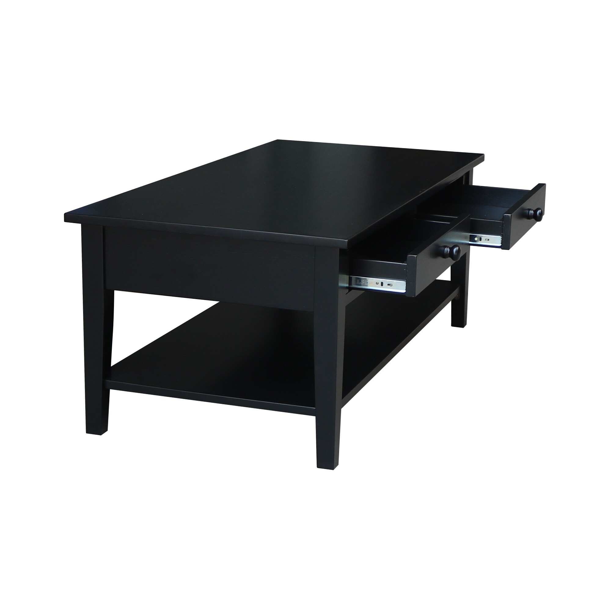 Spencer 54'' Black Parawood Rectangular Coffee Table with Storage