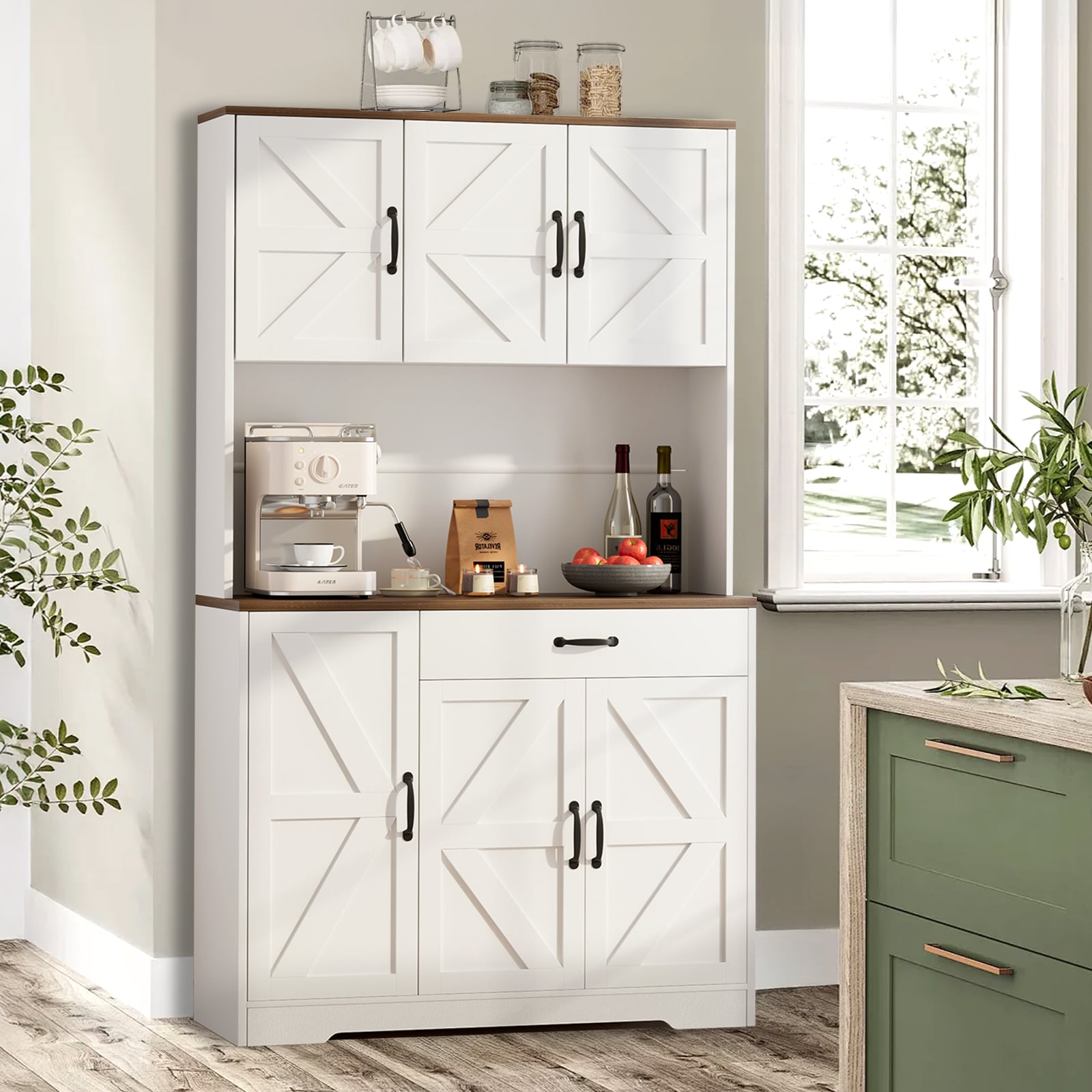 JEAREY JE-FSGBY-2P Country White Kitchen hutch