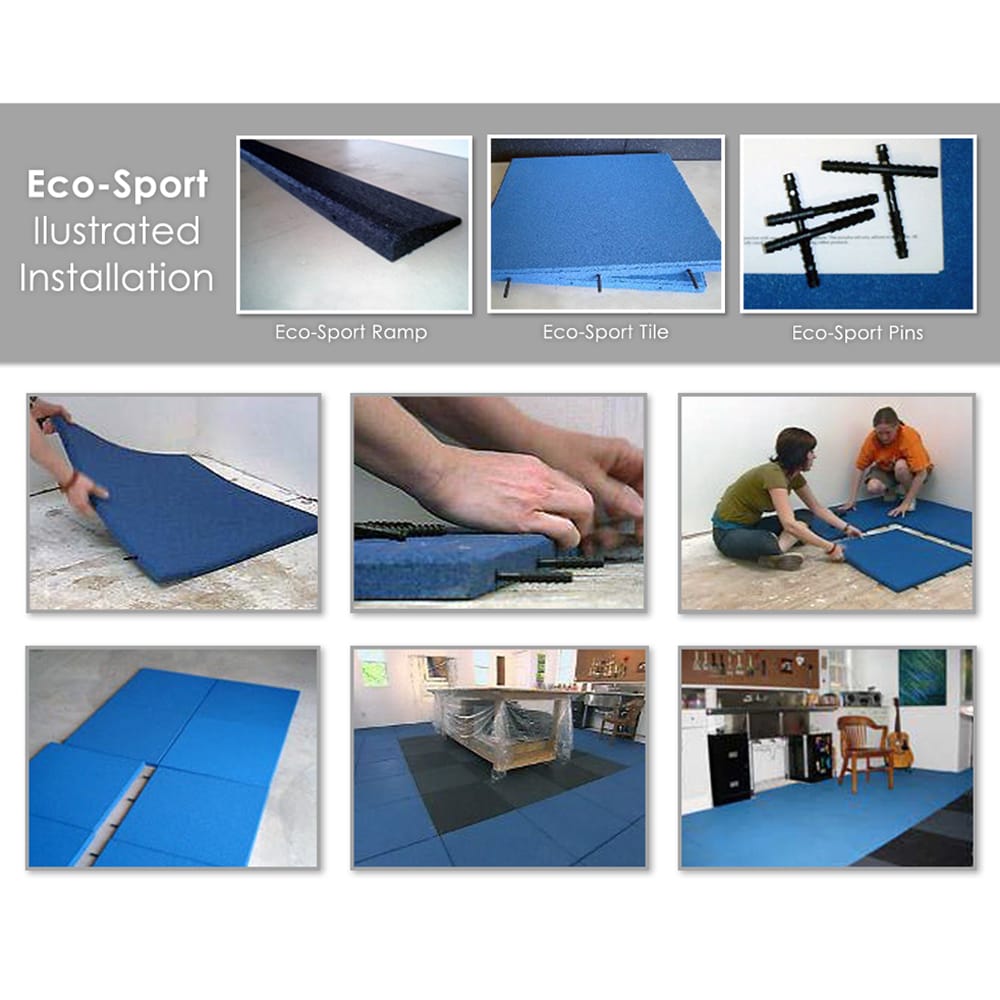 48 Sqr/Ft Coverage Light Blue in Color Rubber-Cal Eco-Sport 1-inch Interlocking Flooring Tiles 18 Pack 1 x 20 x 20-inch Rubber Tile