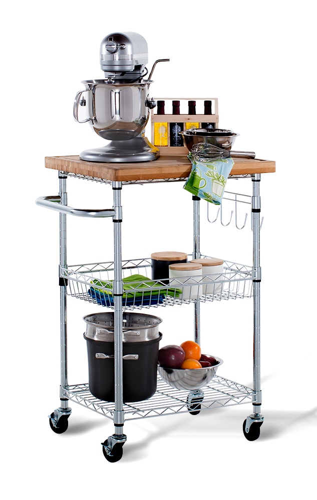 Kitchen Appliance Cart Island On Wheels Rolling Utility Cutting Table Commercial 