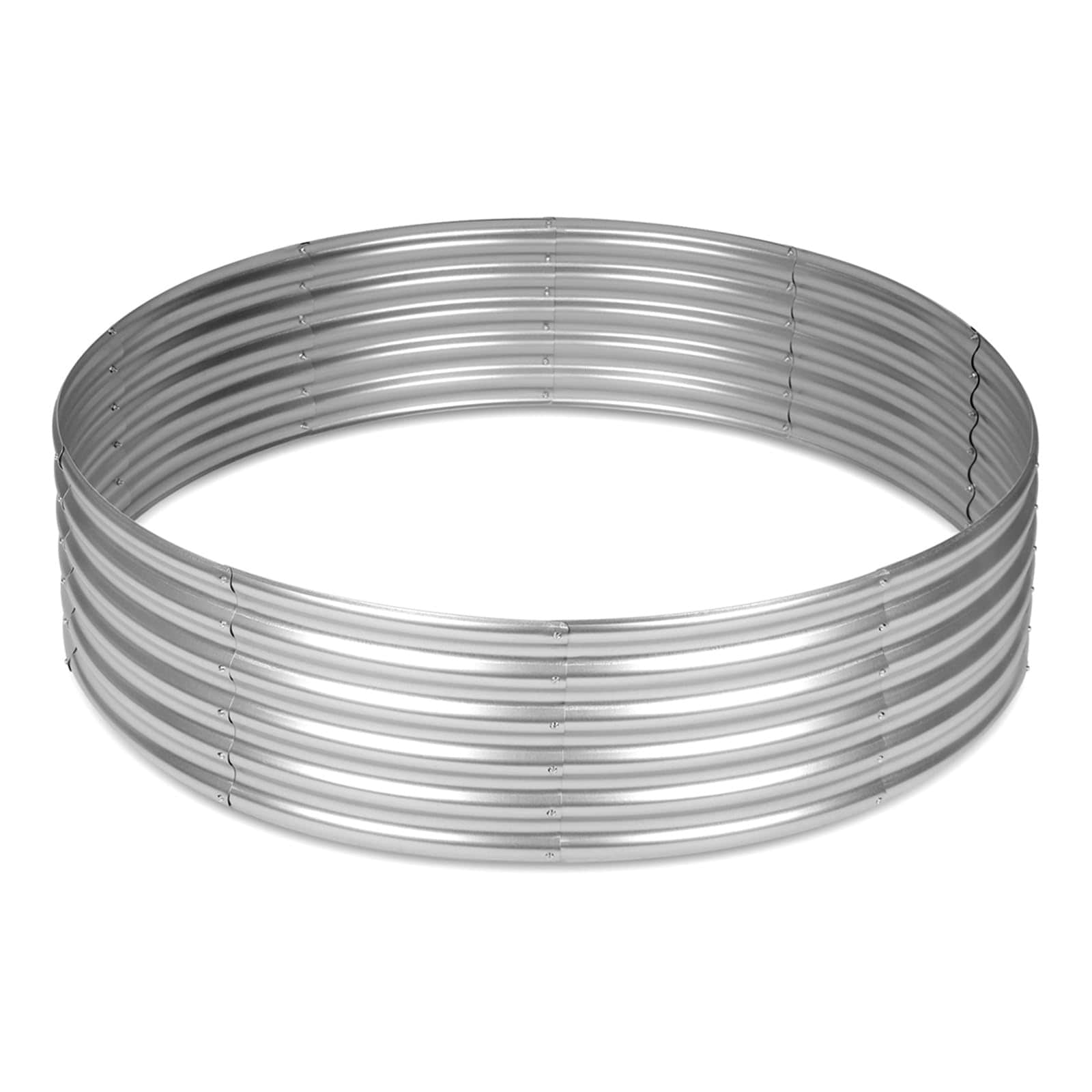 ITOPFOX  4ft x 4ft x 1ft Round Galvanized Steel Raised Garden Bed Kit Open Bottom Large Metal Planter for Outdoor Vegetables Flowers 1 Piece