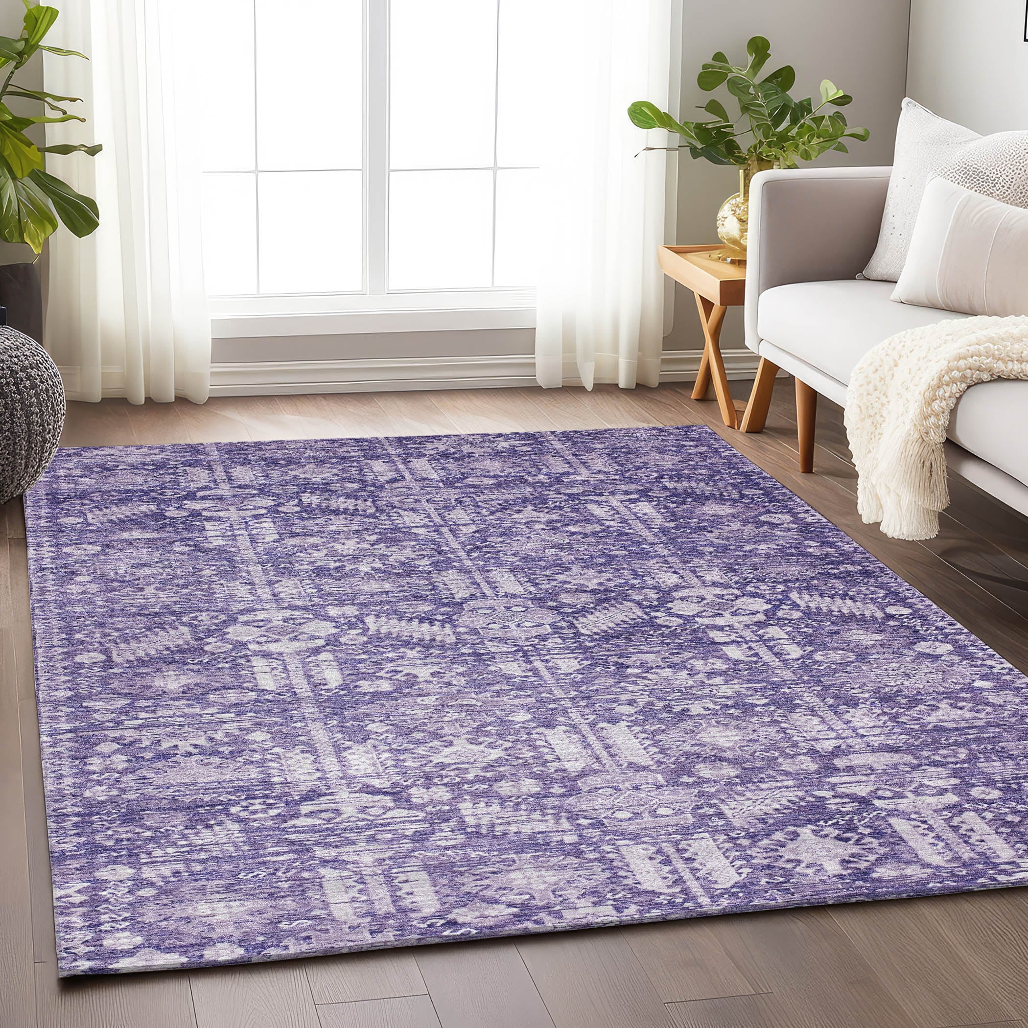 Addison Rugs ACN1771PP8X10 Chantille ACN1771PP 8 x 10 (ft) Loomed Purple Rectangular Indoor/Outdoor Machine washable Pet Friendly Area rug