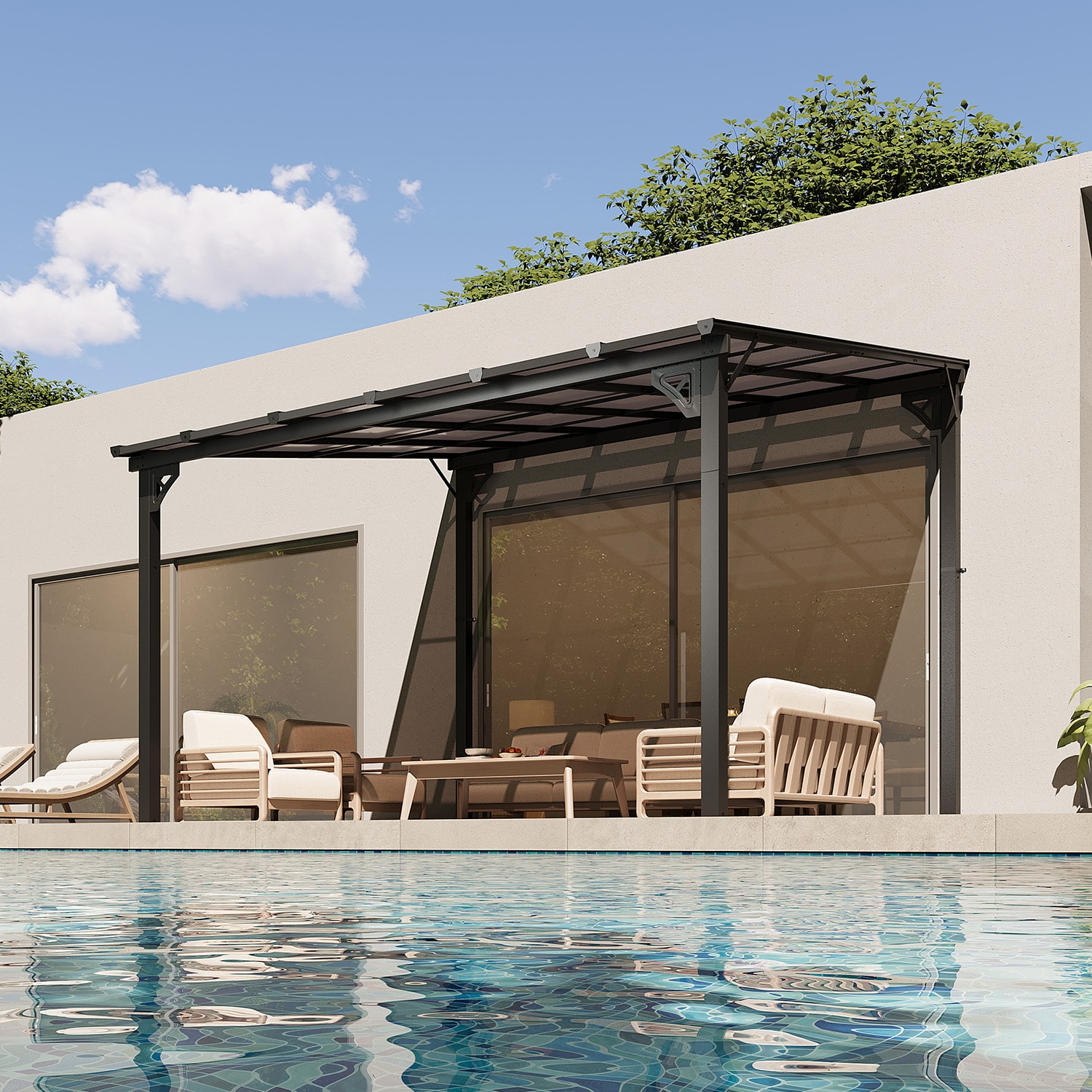 Bapipro BPSG03K47 Pergola 12-ft W x 10-ft L x 8-ft 2-in H Gray Metal Freestanding Pergola