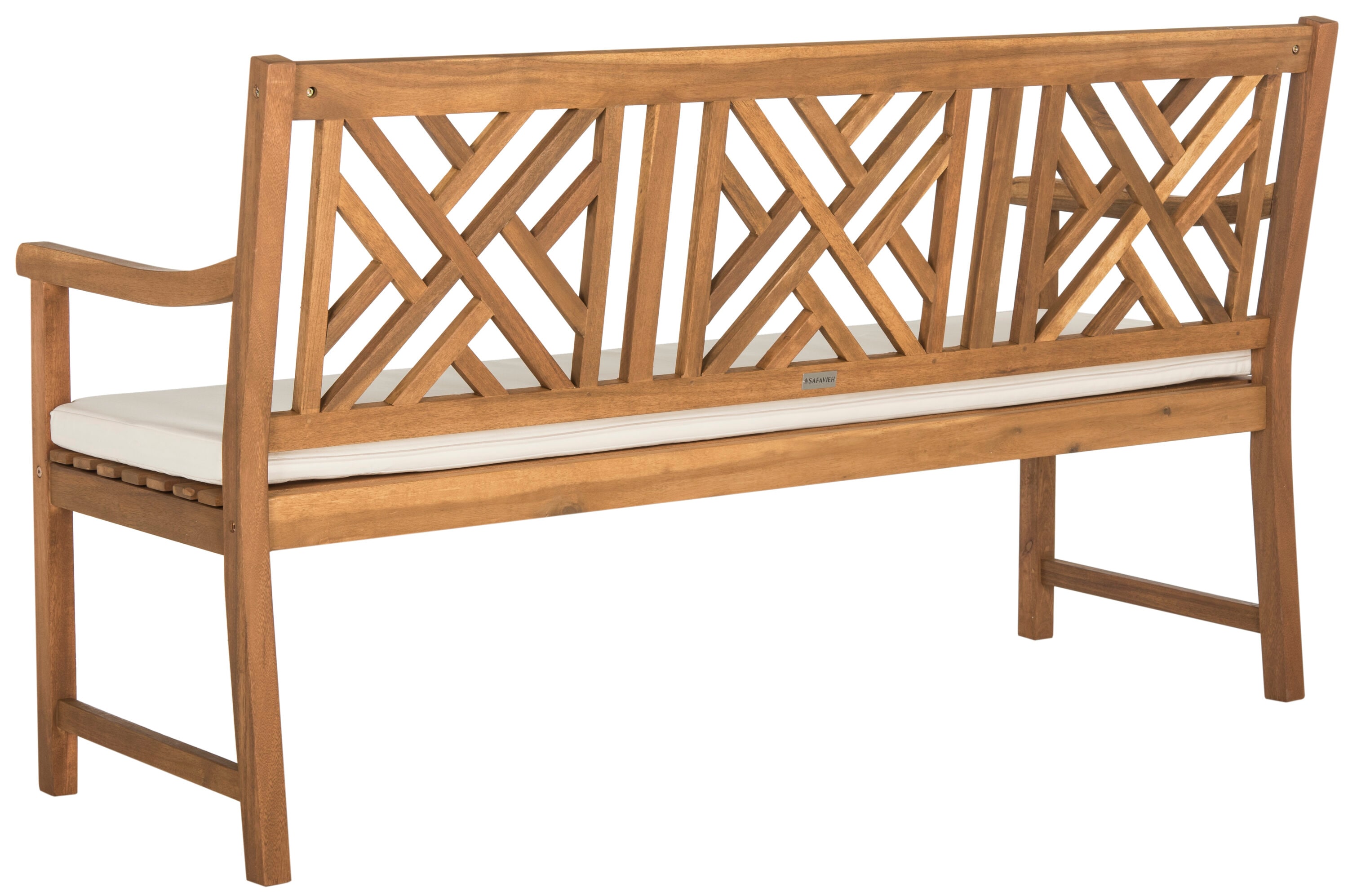 Bradbury Natural Beige 3-Seat Outdoor Garden Bench with Cushion