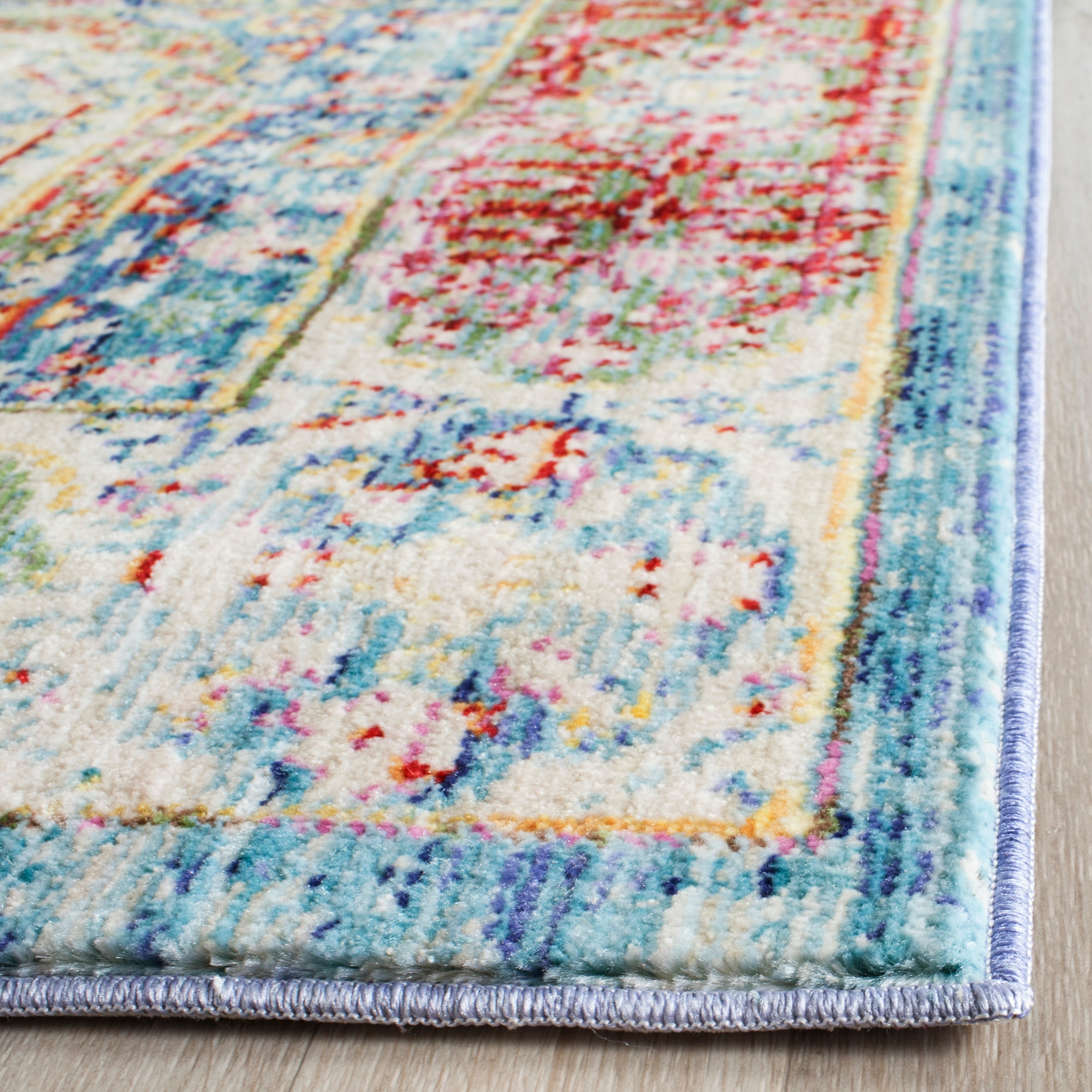 Valencia Blue Wool and Synthetic Easy Care Runner Rug