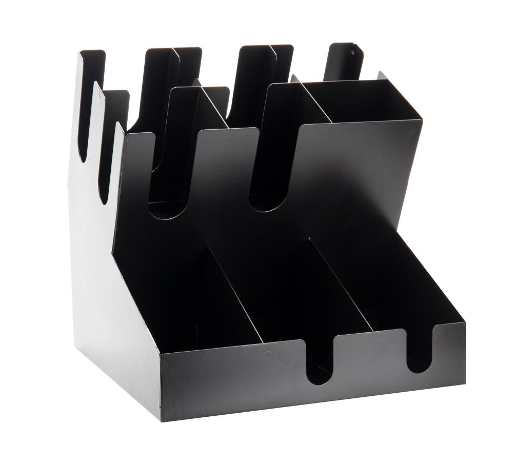 Mind Reader ANGLESS-BKRY  Condiment Station, Multi-section Organizer For Hot or Cold Disposable Cups, Lids, Straws, Utensil Storage, Stainless Steel, Black