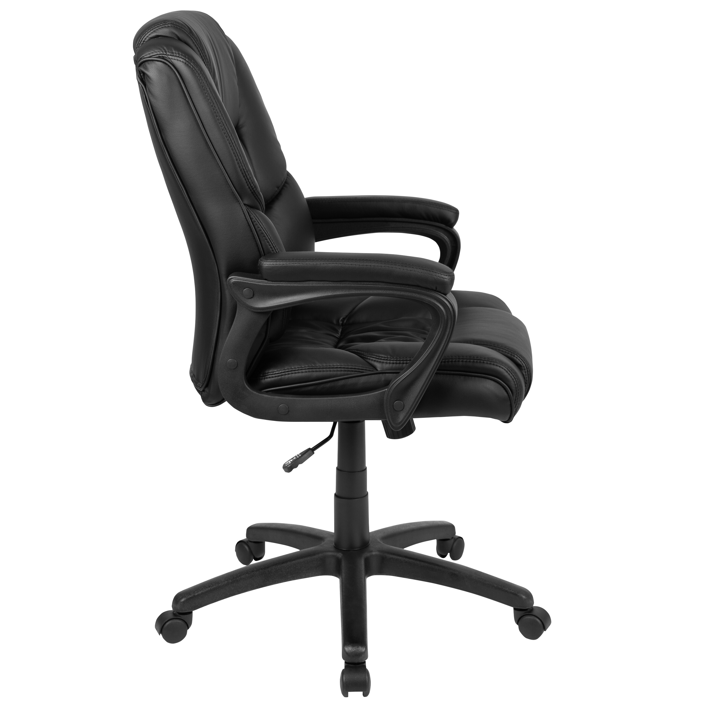 Flash Furniture Fundamentals Mid-Back Black LeatherSoft-Padded Task Office Chair with Arms