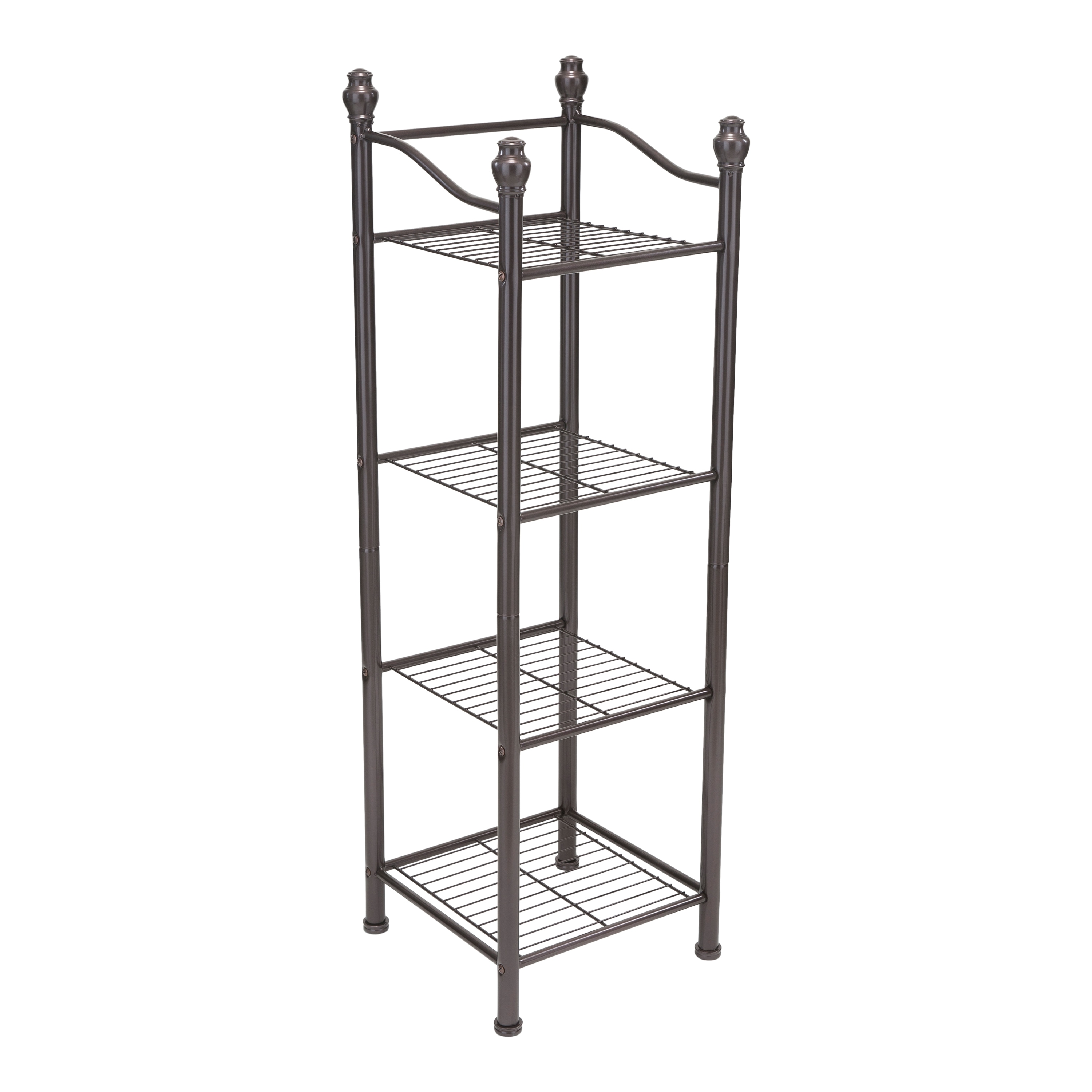 Organize It All NH-17574W1P Bronze 4 -Tier Metal Freestanding Bathroom Shelf ( 13.75-in x 42.75-in x 13.75-in )