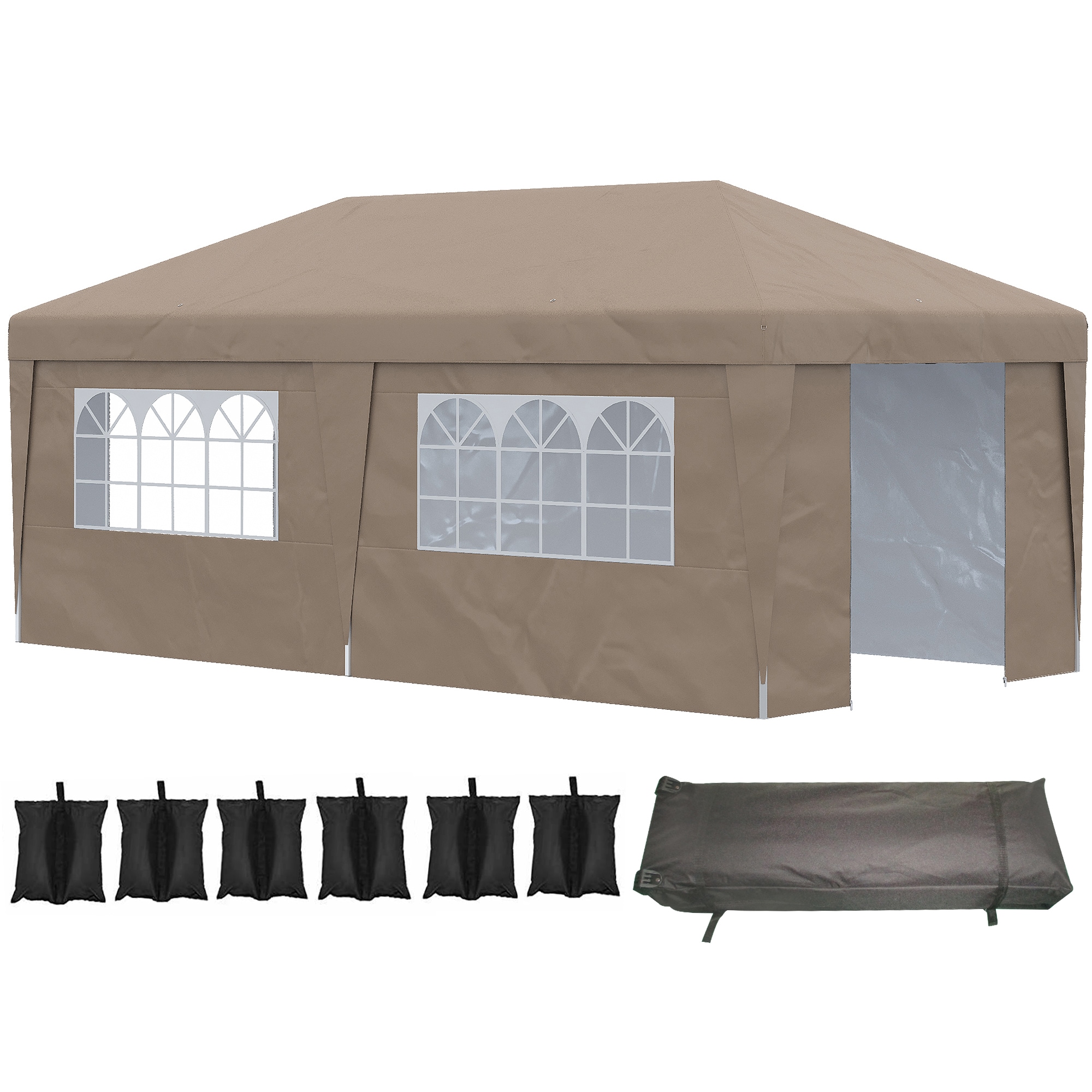 ToolCat BZ2-53-PW 19.25-ft x 9.75-ft Brown Gazebo with Soft Top Roof