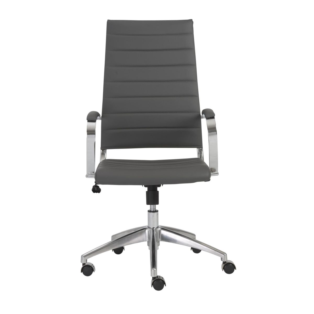 HomeRoots 370485 Amelia Gray Contemporary Adjustable Height Swivel Faux Leather Desk Chair