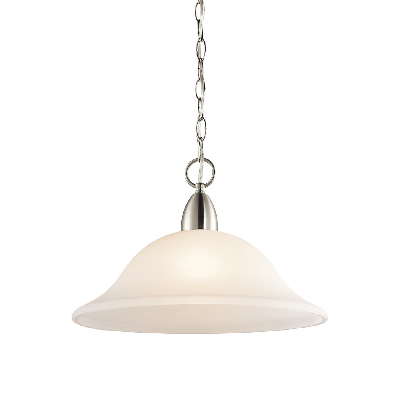 Kichler Joelson 3-Light Brushed Nickel Transitional Etched Glass Drum LED Medium Hanging Pendant Light