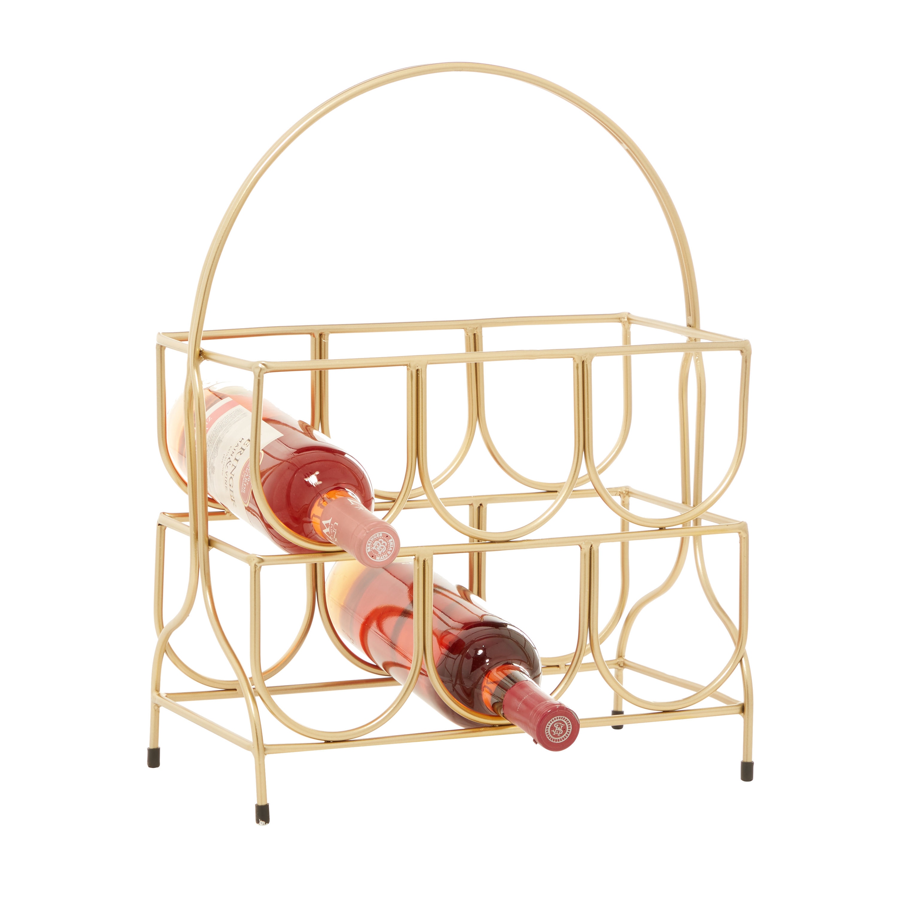 CosmoLiving by Cosmopolitan 92191 6-Bottle Gold Metal Wall-mounted Wine Rack