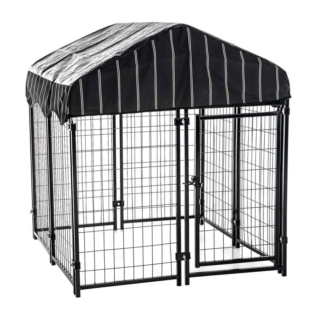 Lucky Dog Dog Kennel with Waterproof Cover Modular Box Kennel This Welded Animal Enclosure is Perfect for Medium to Large Dogs and Animals and is Designed with Their Safety and Comfort in Mind 