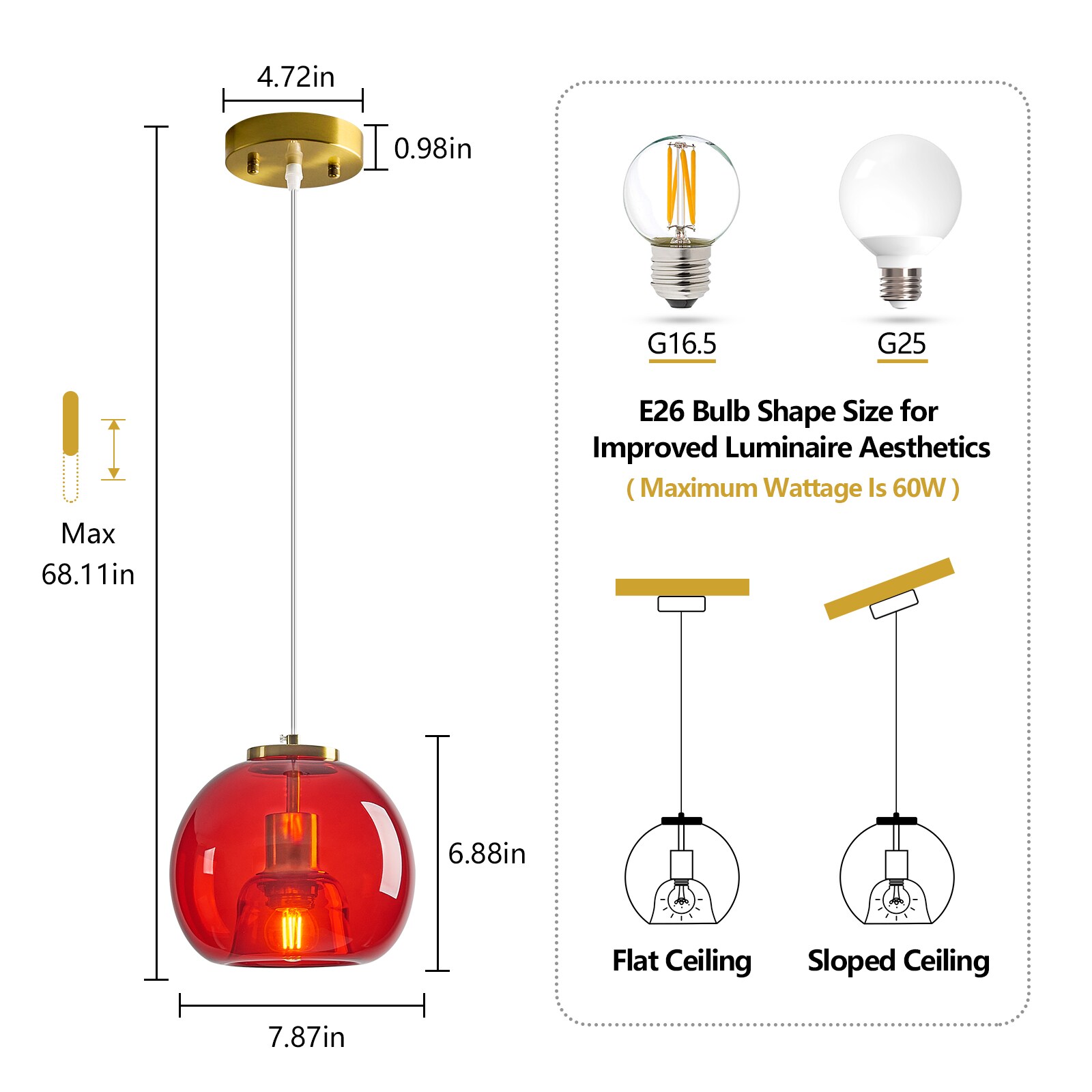 Photo inspiration: Modern Apartment Kitchen Pendant Lighting Reference: Zhllmq Modern Glass Globe Adjustable Pendant Light Hanging Fixture For