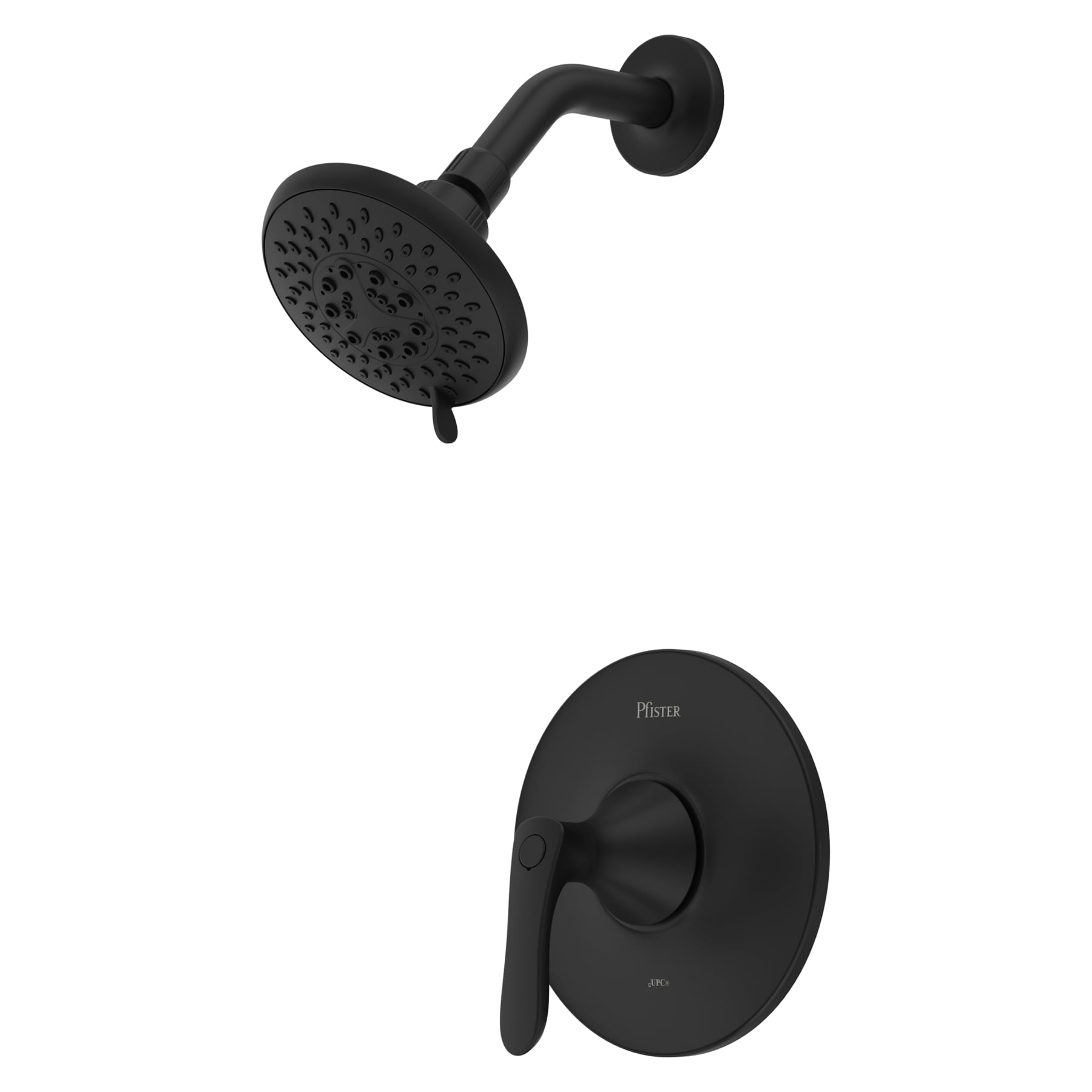 Pfister LG89-7WRB Weller Matte Black 1-handle Multi-function 4.7813-in Round Shower Faucet