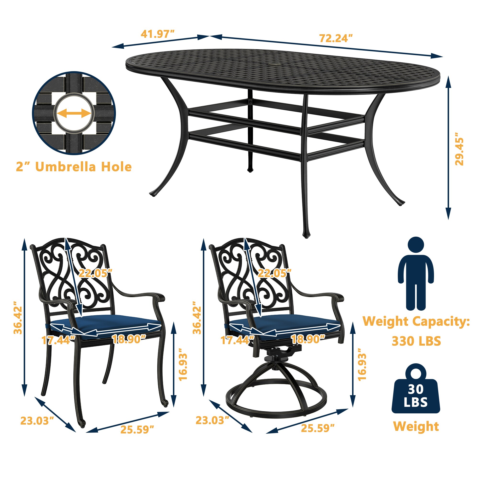 Clihome CL-LD72TY7P-BU Patio-Dining-Sets - View #4
