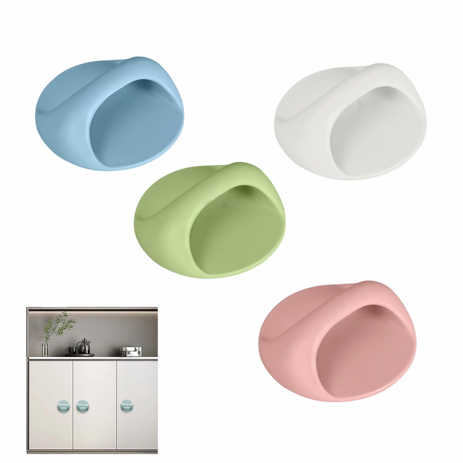 LILILIAN FMY  4 Pack Self Adhesive Cabinet Pulls No Drill Handles for Cabinets Windows Drawers Glass Doors 2.56 Inch Adhesive Pull Knob
