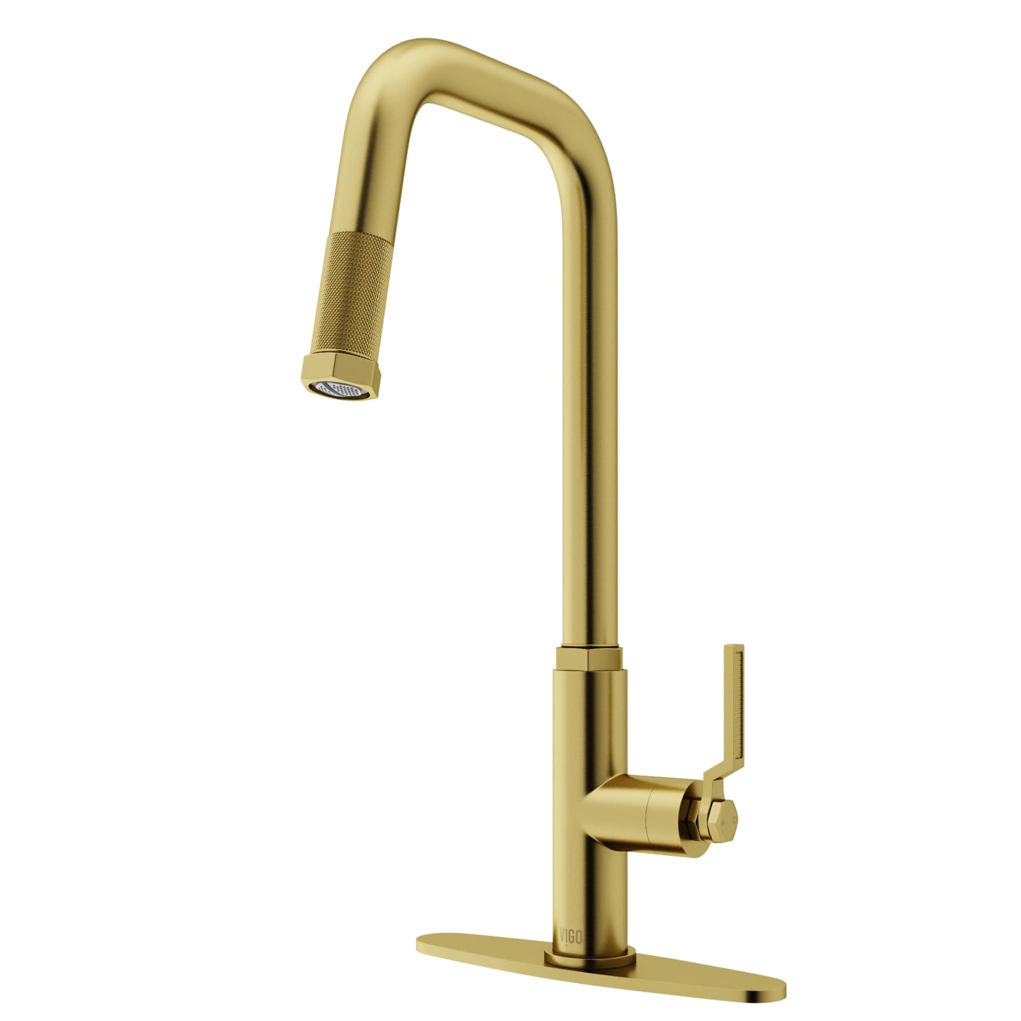 VIGO VG02036MGK1 Hart Matte Brushed Gold Single Handle Deck-mount Pull-down Kitchen Faucet ( Deck Plate Included )