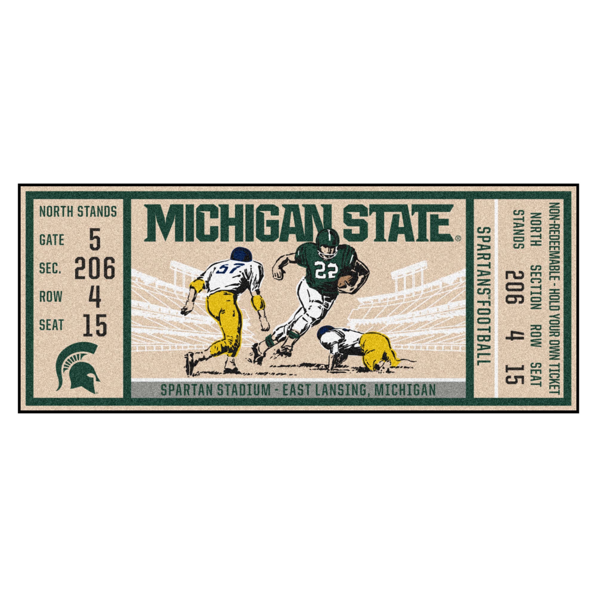 FANMATS 23169 NCAA Ticket Runner 2 x 6 (ft) Tufted Nylon Green Rectangular Indoor Runner rug
