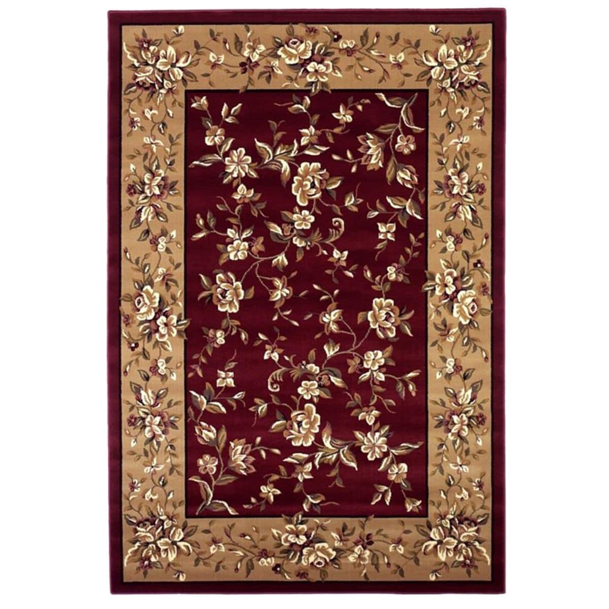 HomeRoots 352883 Bernadette 7 X 7 (ft) Rag Red Beige Octagonal Indoor Border Area Rug