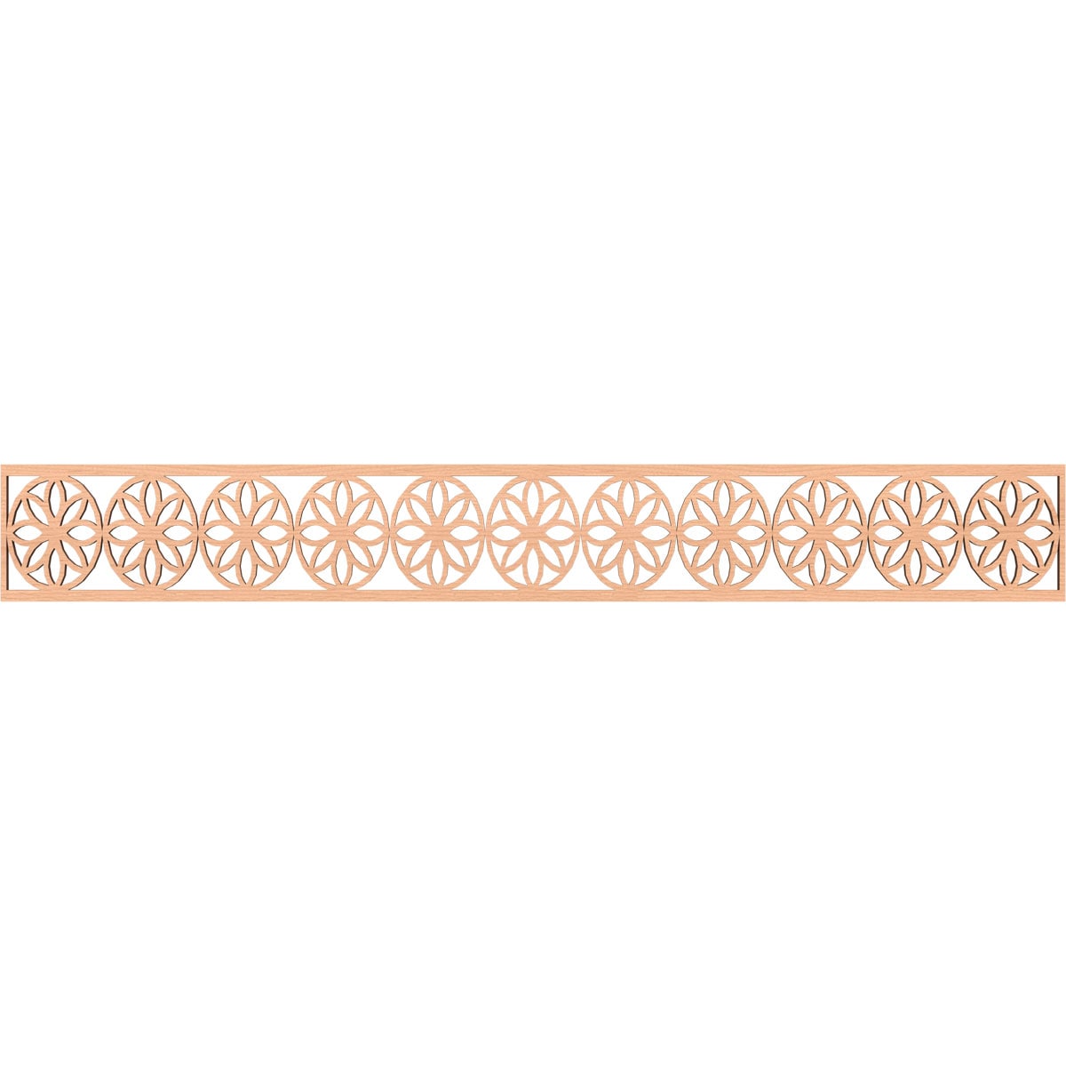 Ekena Millwork MLDA06X46BLUAL Blume Fretwork Flat Trim 6-in x 3.86-ft Alder Brown Unfinished 2155828 Pierced Wall Panel Moulding