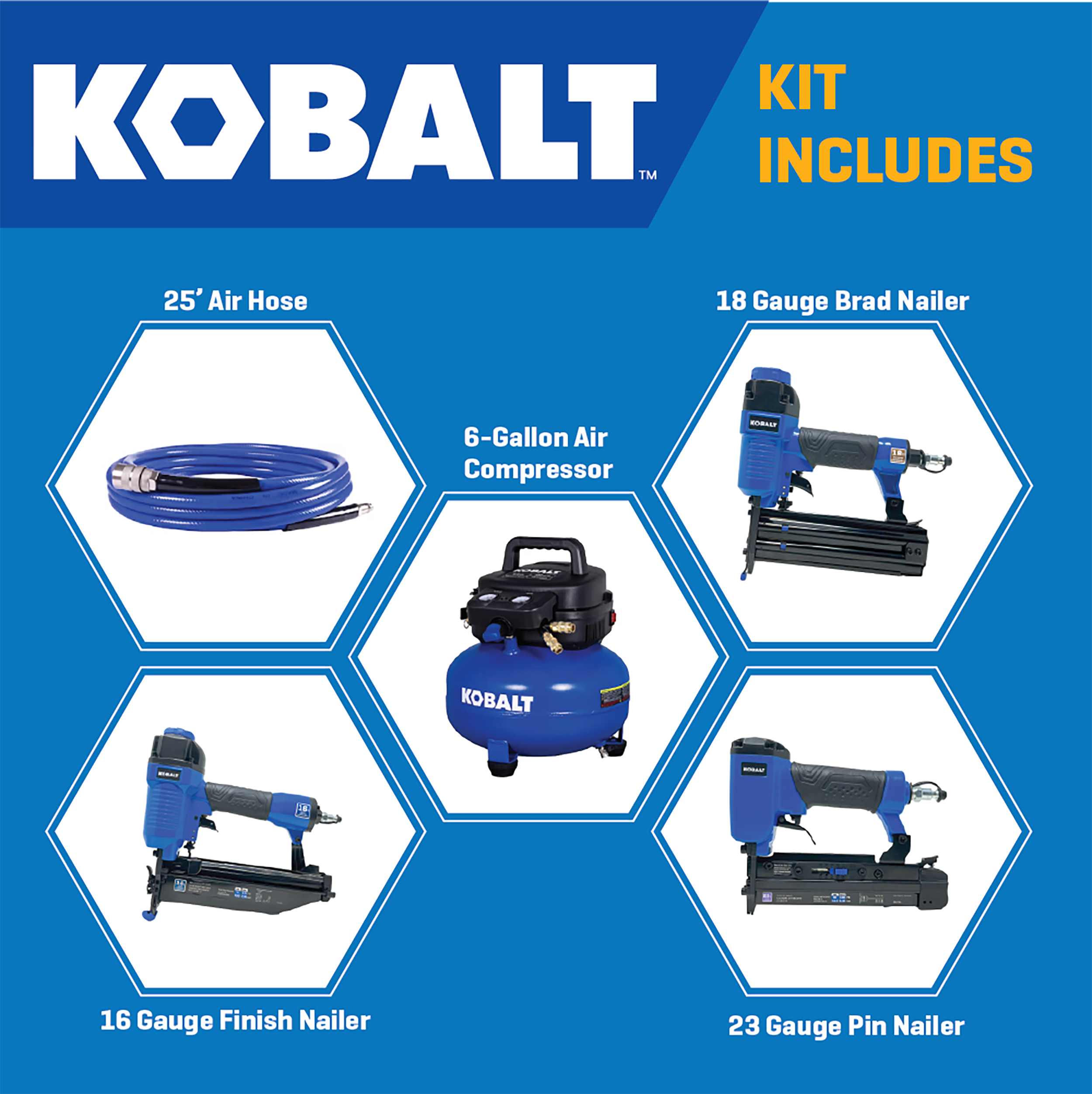 Kobalt 6-Gallon Portable Electric 150 PSI Pancake Air Compressor with Accessories