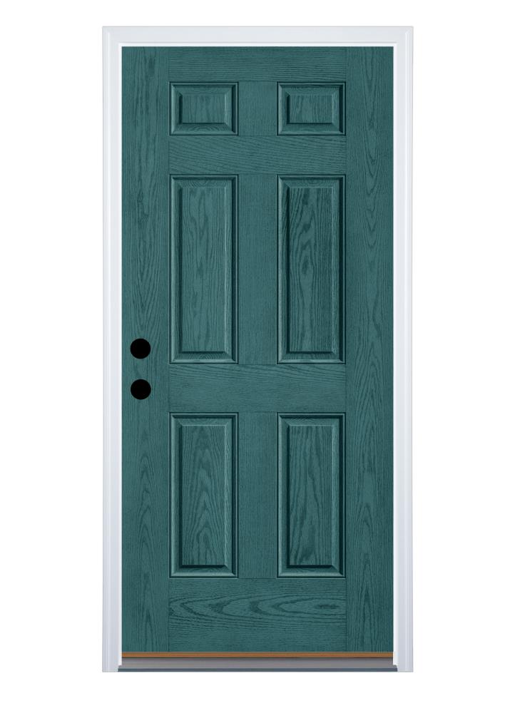 Therma-Tru Benchmark Doors TTB630996 32-in x 80-in Fiberglass Right-Hand Inswing Rhapsody Blue Stained Prehung Single Front Door with Brickmould Insulating Core
