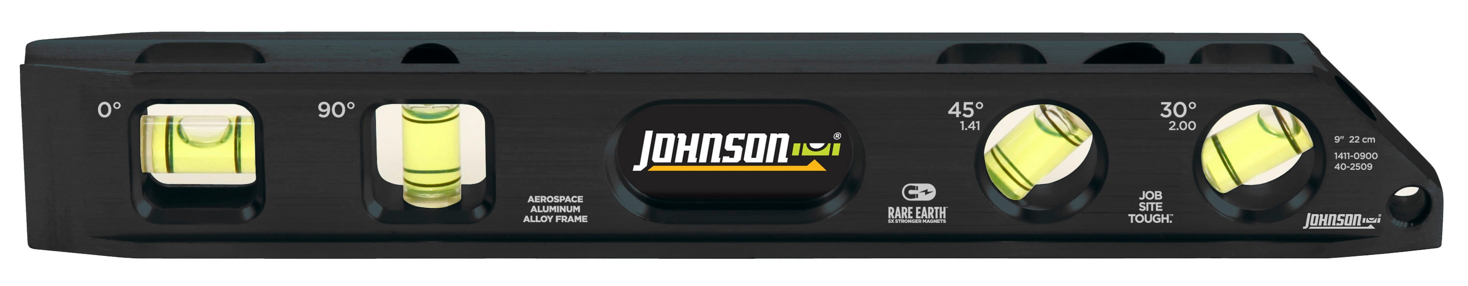 Johnson Level 1411-0900 Aluminum 9-Inches 4 Vial Magnetic Torpedo level