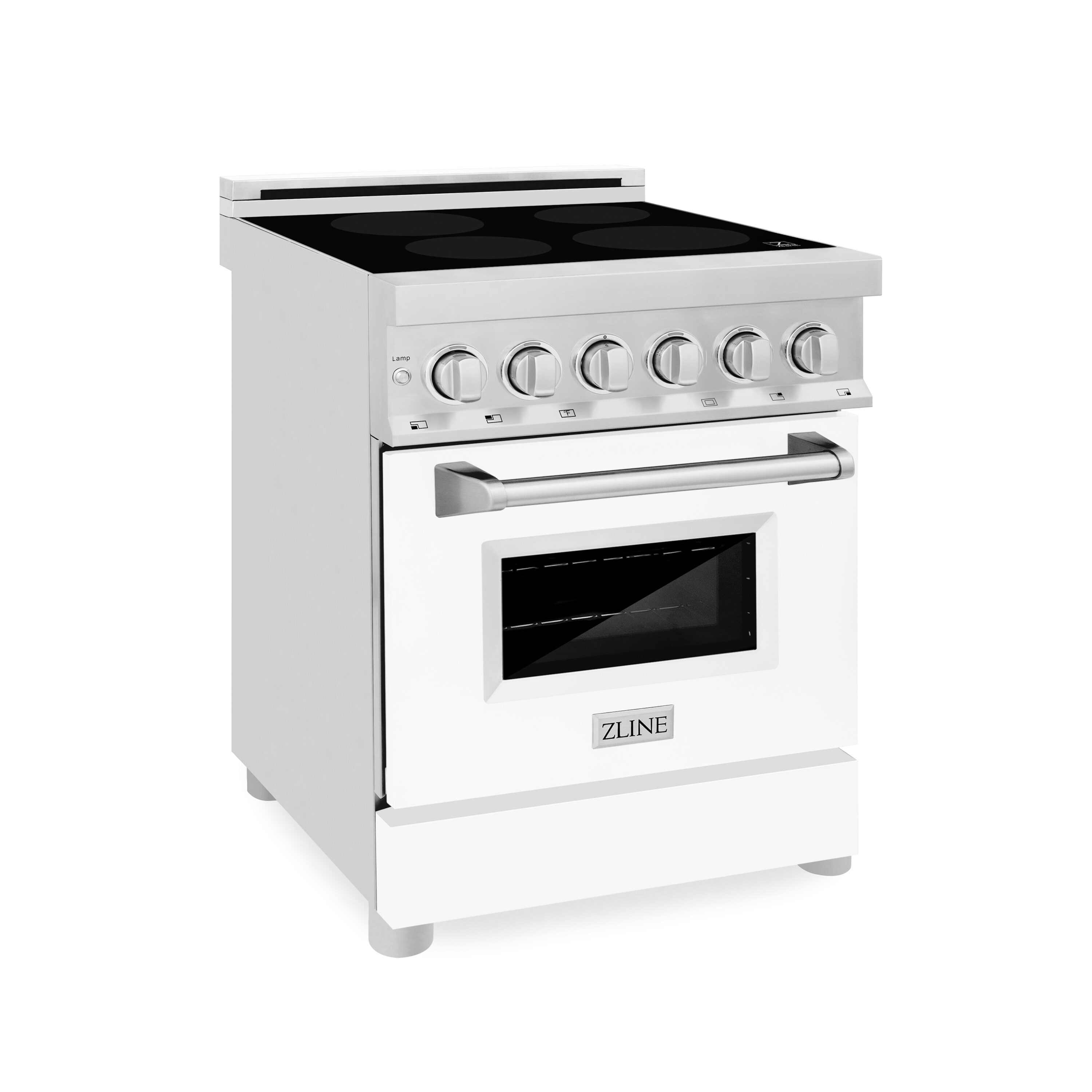 ZLINE KITCHEN & BATH RAIND-WM-24 Professional 24-in 4 Burners 2.8-cu ft Manual Cleaning Convection Oven Freestanding Single Induction Range (Stainless Steel with White Matte Door)