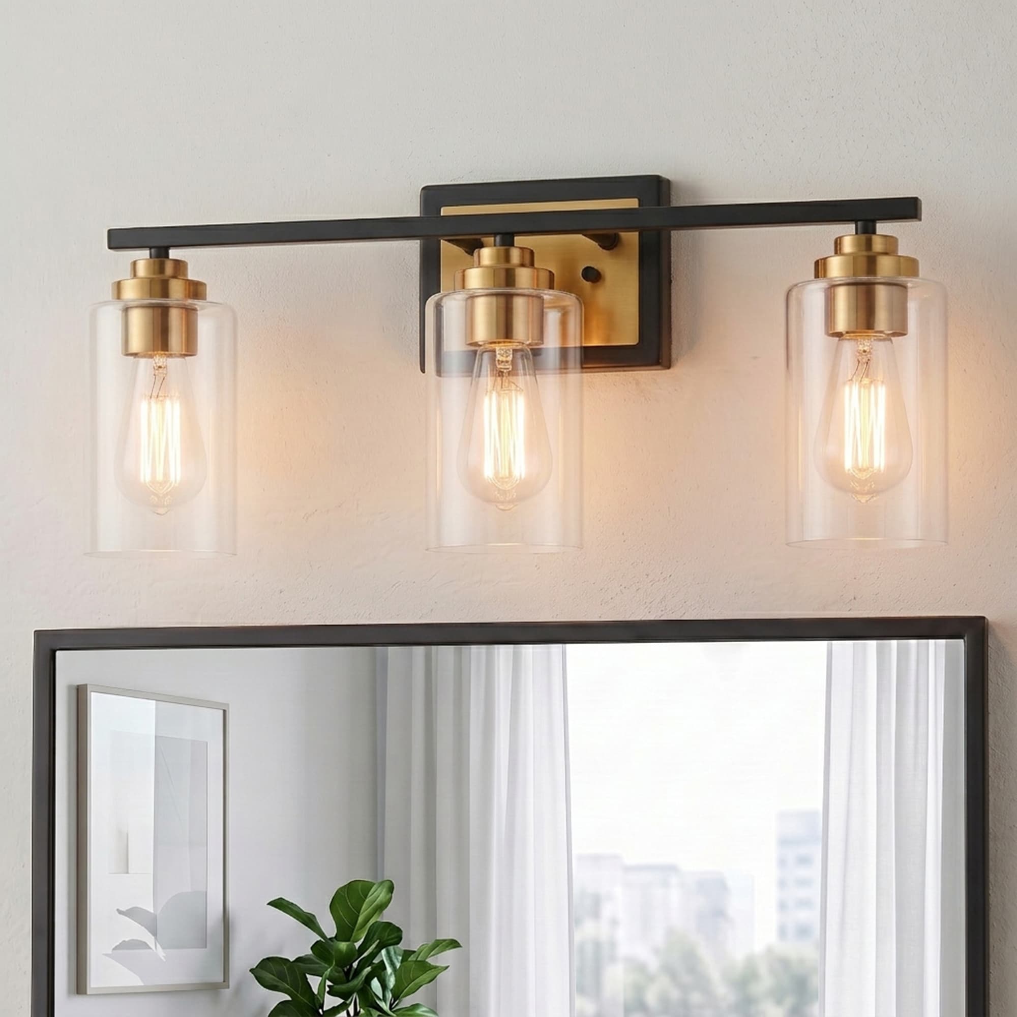 KAWOTI Nolan 22-in 3 Light Matte Black Modern/contemporary Bathroom Vanity light