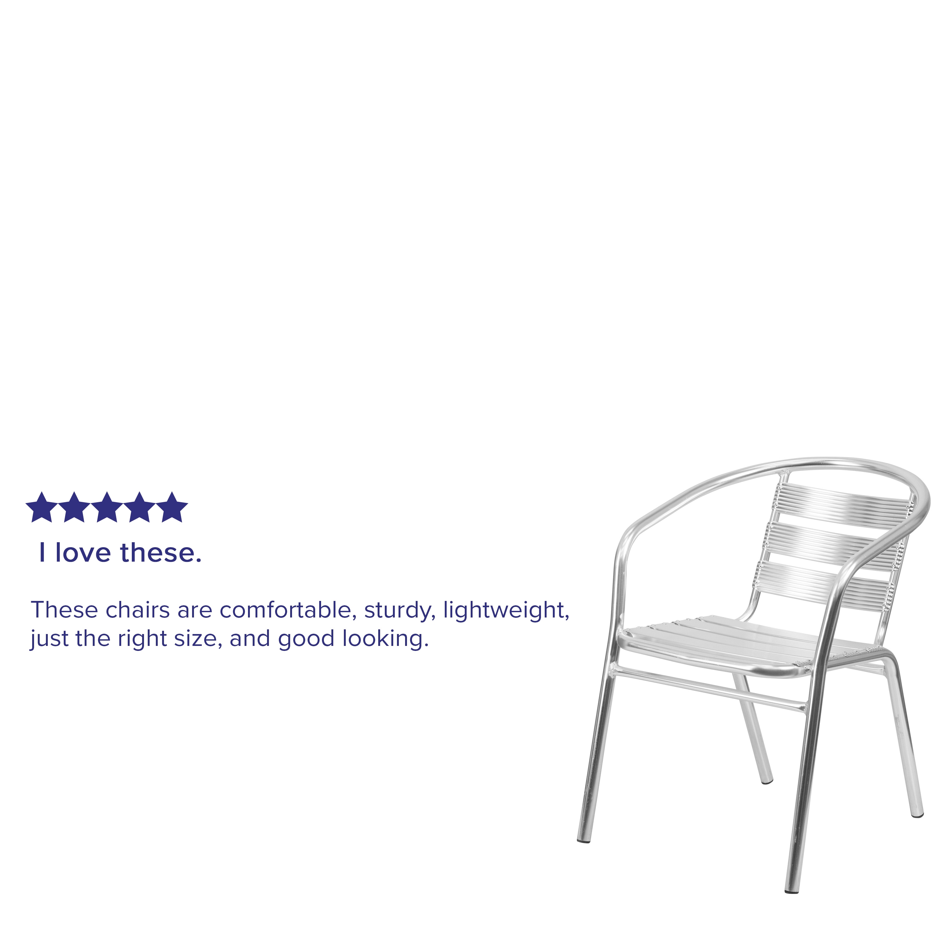 Sleek Silver Aluminum Indoor-Outdoor Dining Chair with Ladder Back