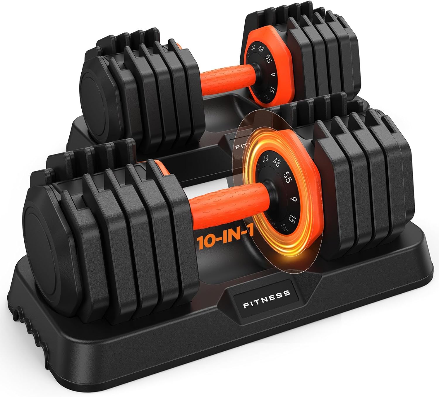 FED Fitness - 2026 FDB2 Updated Adjustable Dumbbells Pair 110LB Total (55LB Each) 10 Weight Level...