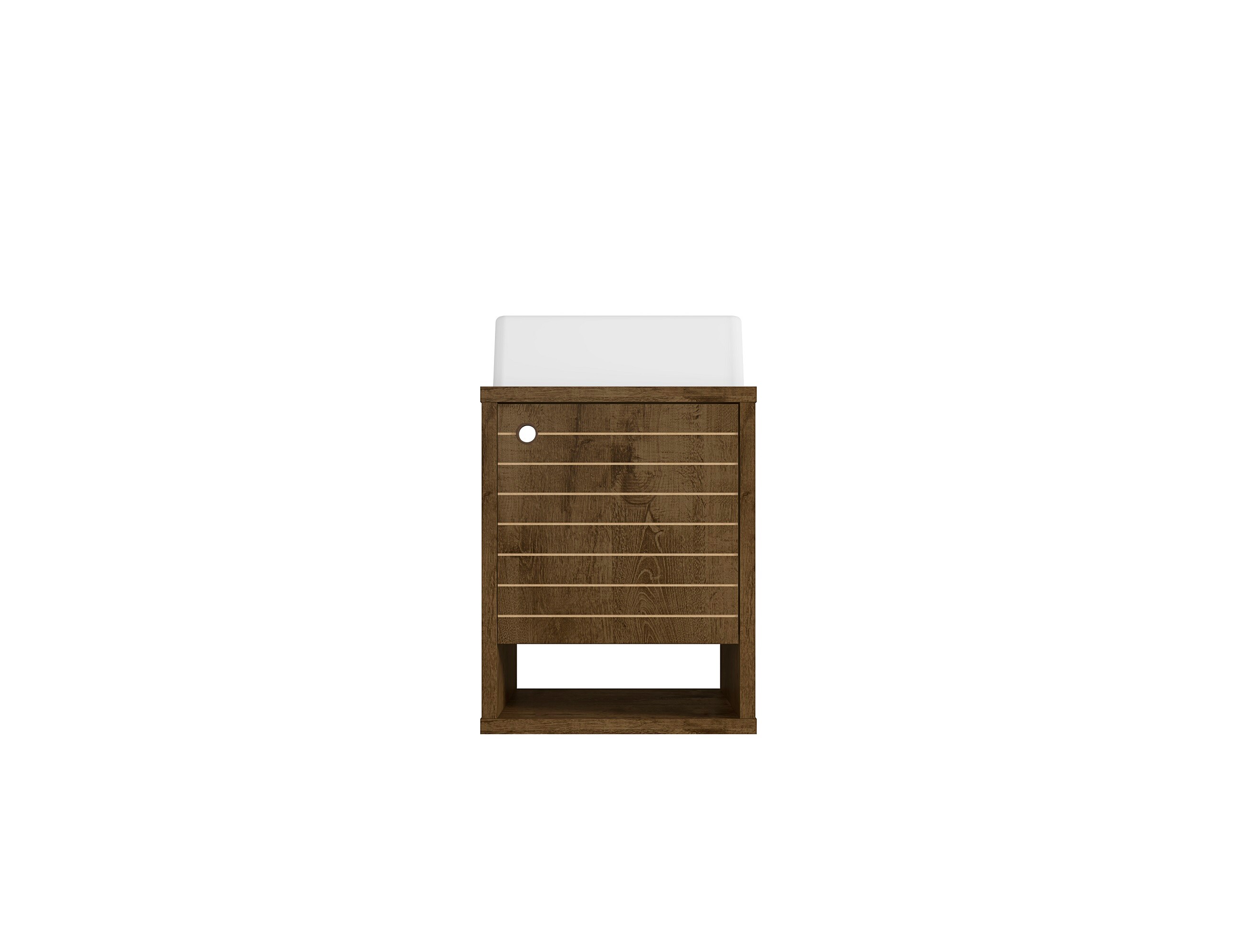 Manhattan Comfort 243BMC9 Liberty 18-in Rustic Brown Single Sink Floating Bathroom Vanity with White Wood Top