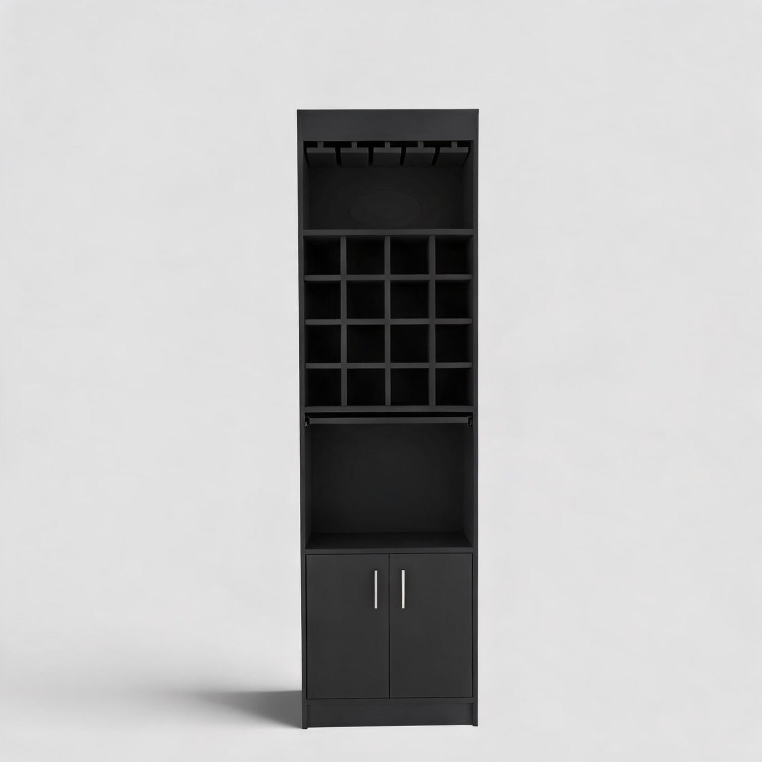 BBabe Particle Board Bar Cabinet with 16 Wine Cubbies and Glass Rack ...