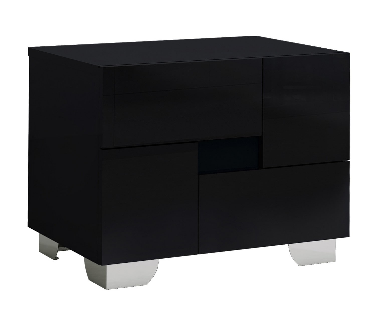 Amelia 2-Drawer Black Wood Veneer Nightstand 22-in W x 18-in D x 18-in H - Contemporary Design for Bedroom or Living Room | - HomeRoots 329643