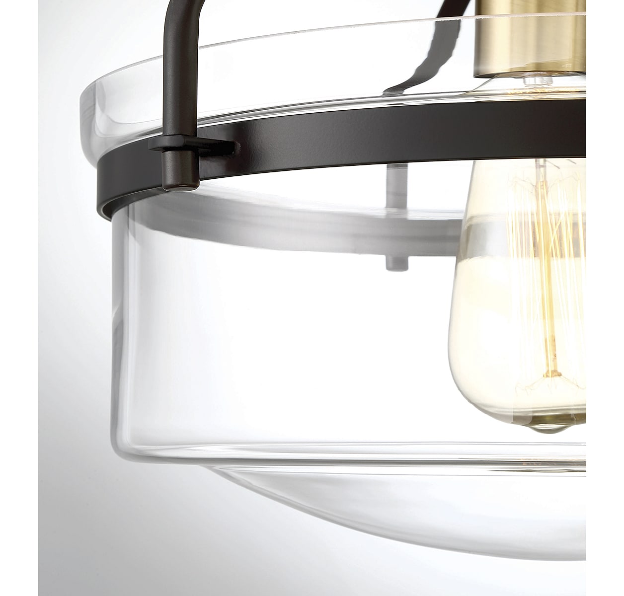 Clear Glass and Bronze Semi-Flush Mount Ceiling Light