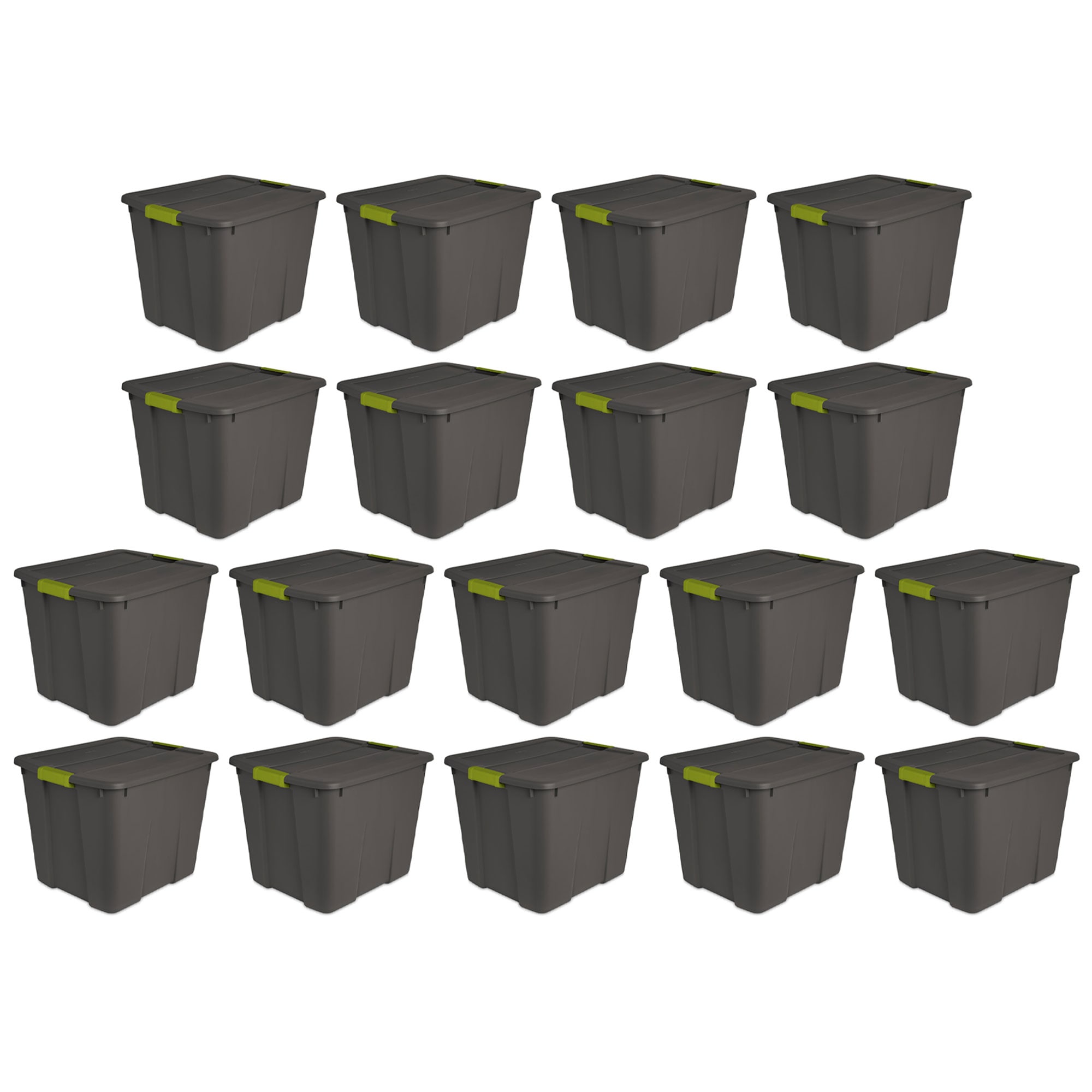 Sterilite 392932 18 -Pack Large 20 -Gallons ( 80 -Quarts ) Gray - 20 Gallon Stackable Tote with Latching Lid