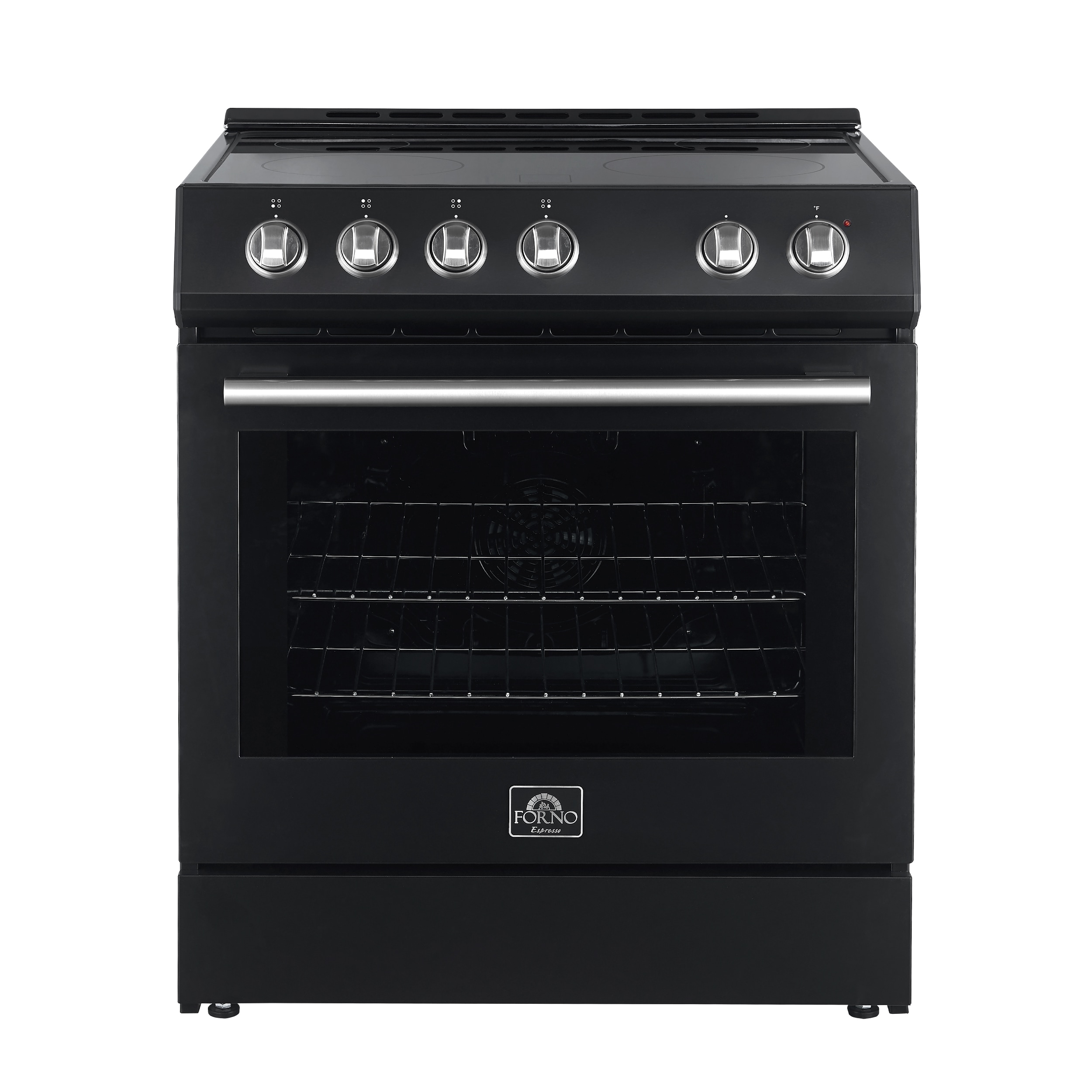 FORNO FFSEL6012-30BLK Espresso 30-in Glass Top 4 burners 5-cu ft Convection Oven Slide-In Electric Range Black )