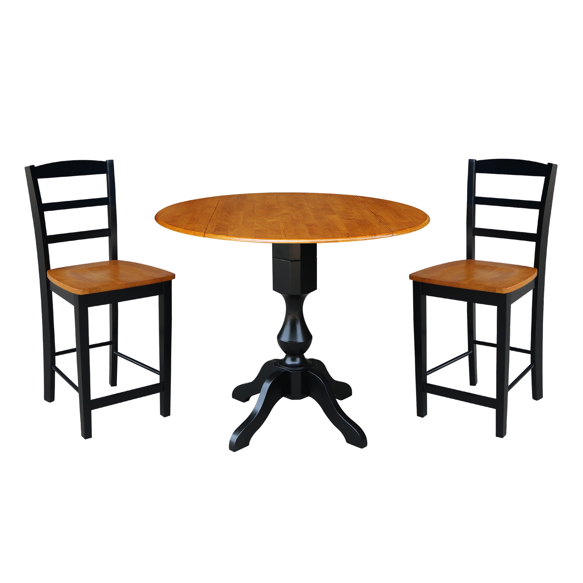 International Concepts K57-42DPT-11P-S402-2 Black/cherry Casual Dining Room Set with Round Table ( Seats 4 )